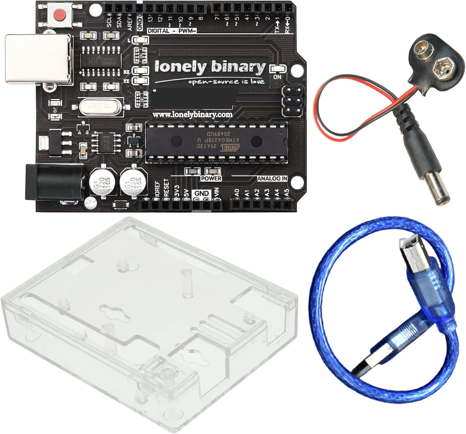 2- Pack UNO R3 Atmega328P Compatible Boards with USB Cable and Protective Case, Compatible with Arduino IDE, ESP32, Raspberry Pi (2-Pack Atmega328P Boards) image number 4