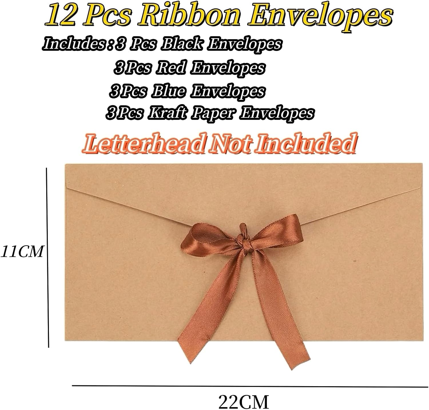 12 Pcs Coloured Envelopes,Vintage Envelope,Long Bow Envelope,Vellum Envelopes 22X 11 Cm,4 Colours - Blue image number 6