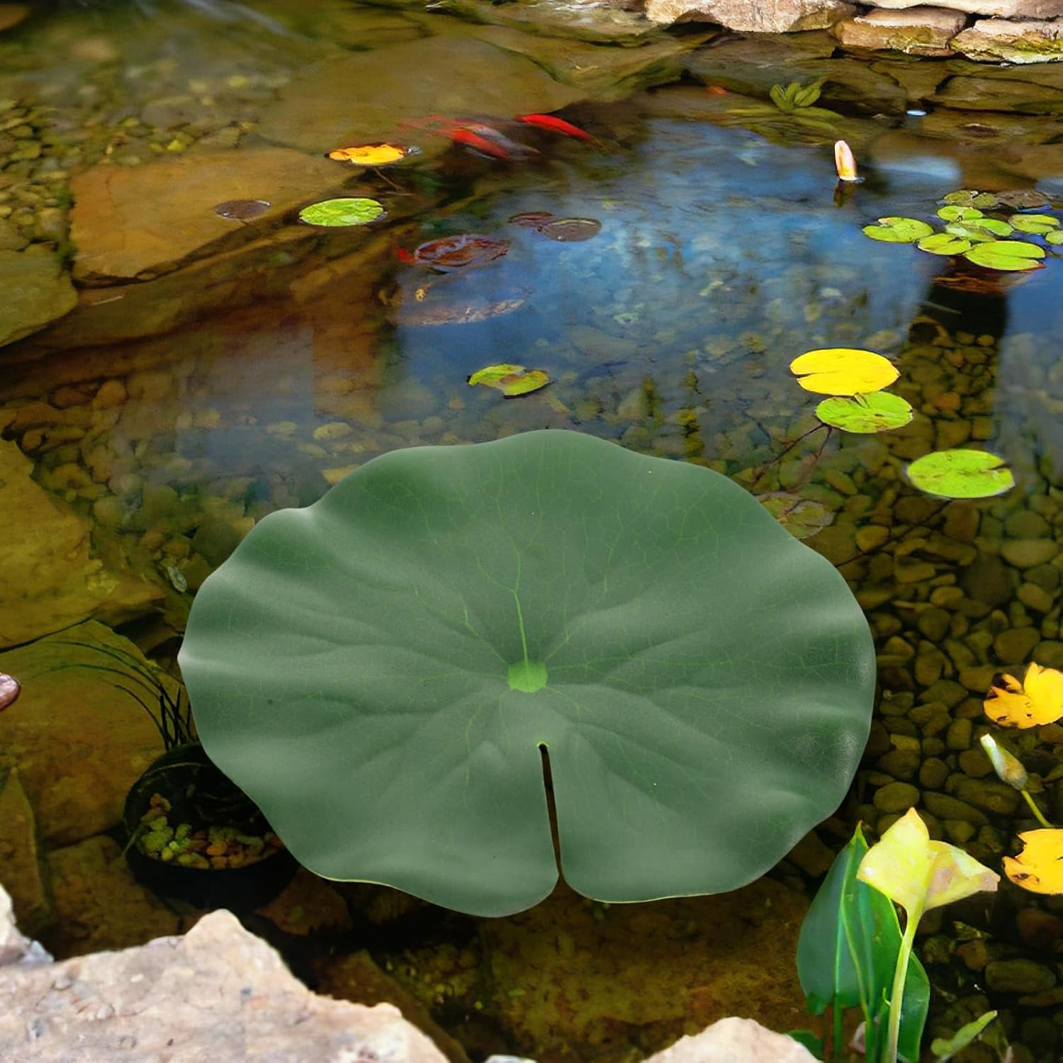 TOVINANNA 20Pcs Simulated Lotus Leaf Floating Lily Pads Realistic Lily Pads Leaves Fish Decorations for Tank Floating Pond Leaf Ornament Lightweight Dense Foam Eva Fish Tank Big Water Lily image number 5
