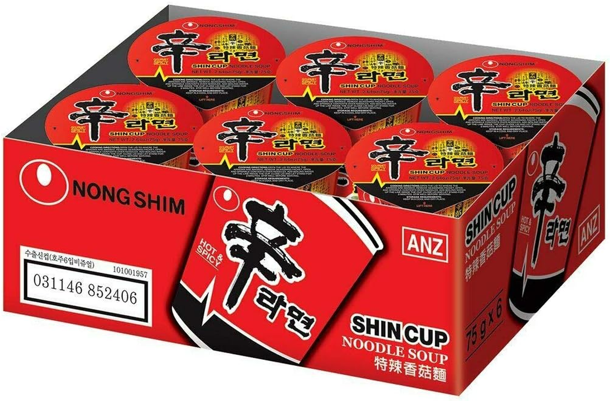 Nongshim Shin Cup Noodle Soup 68 G (Pack of 6)