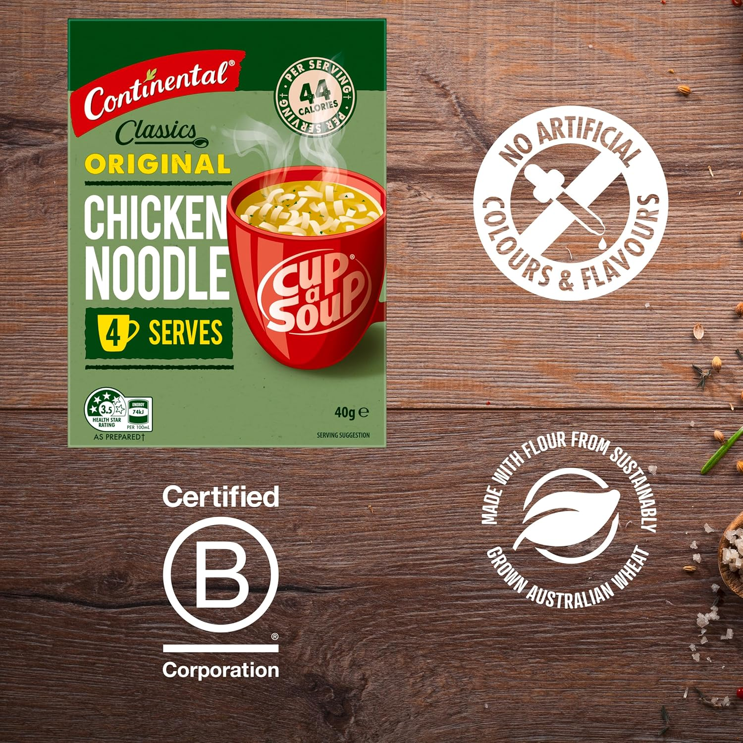 CONTINENTAL Cup-A-Soup | Classic Chicken Noodle, 4 Pack, 40G image number 4