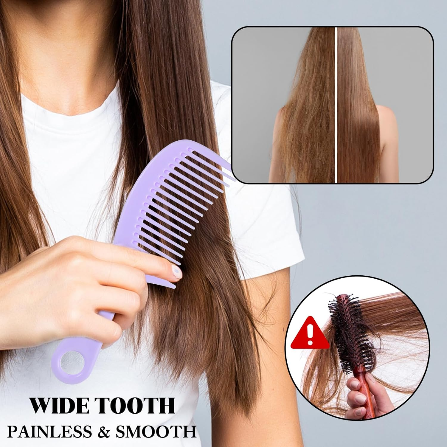 Ymapinc 2 Pcs Wide Tooth Combs for Women, Hair Comb Set for Large Hair Detangler Comb for Curly, Straight,Thick Long Detangling Hair with Hole for Wet and Dry Hair image number 2