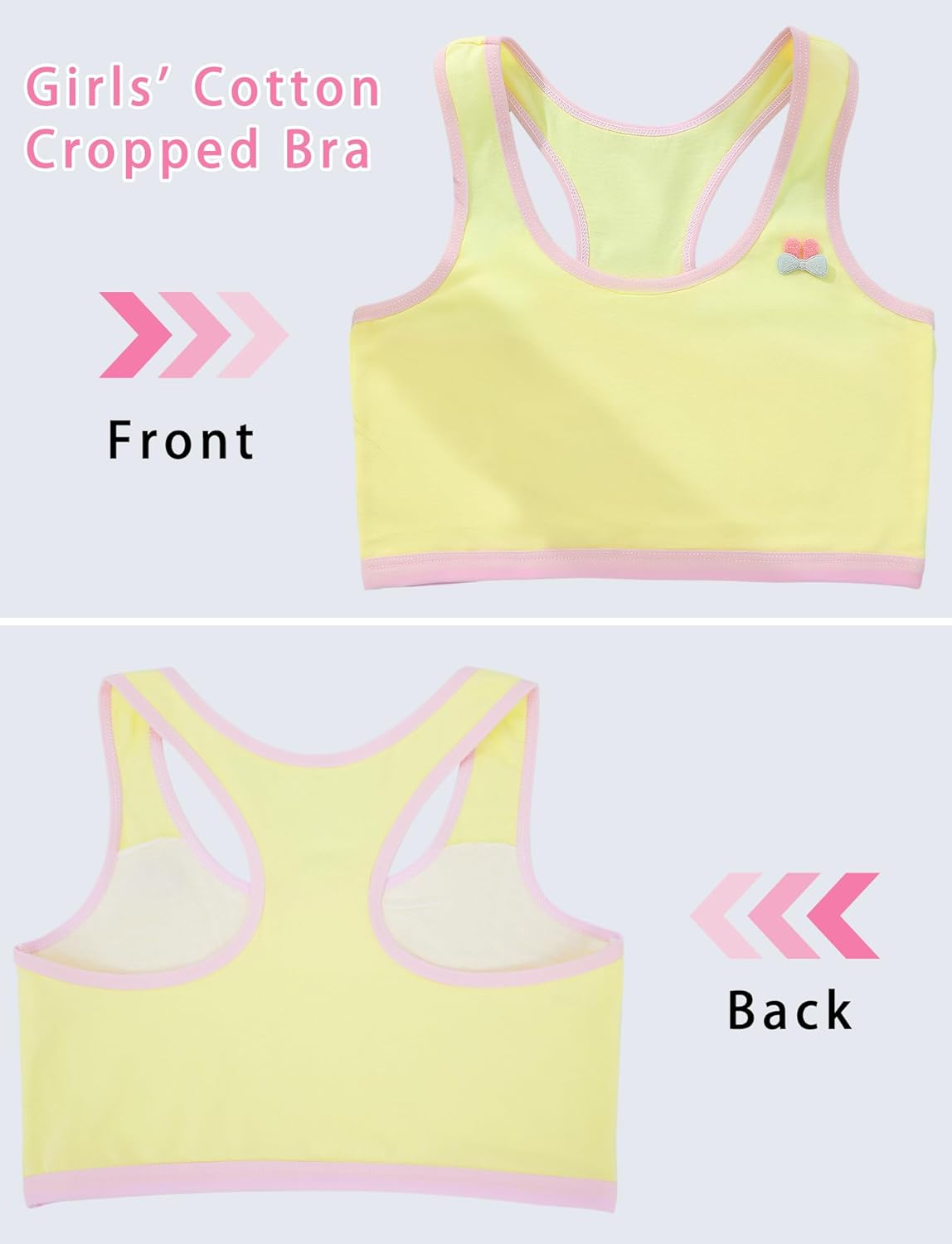 SEAUR Girls Training Bras Kids Seamless Bralette Stretch Cotton Sports Bra Comfort Soft Crop Cami Bra Racerback Crop Tank Top image number 5