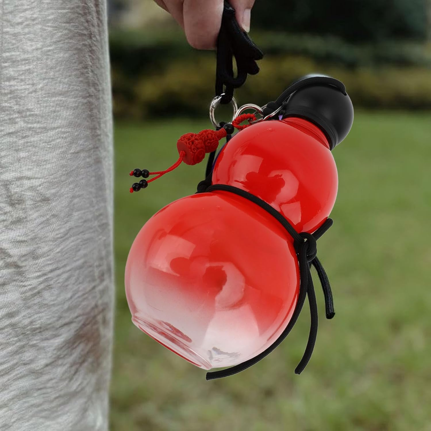 Chinese Retro Inspired Gourd Style Sports Bottle, 800Ml - Portable for Traveling, Picnic & Daily Drinking (Red) image number 3