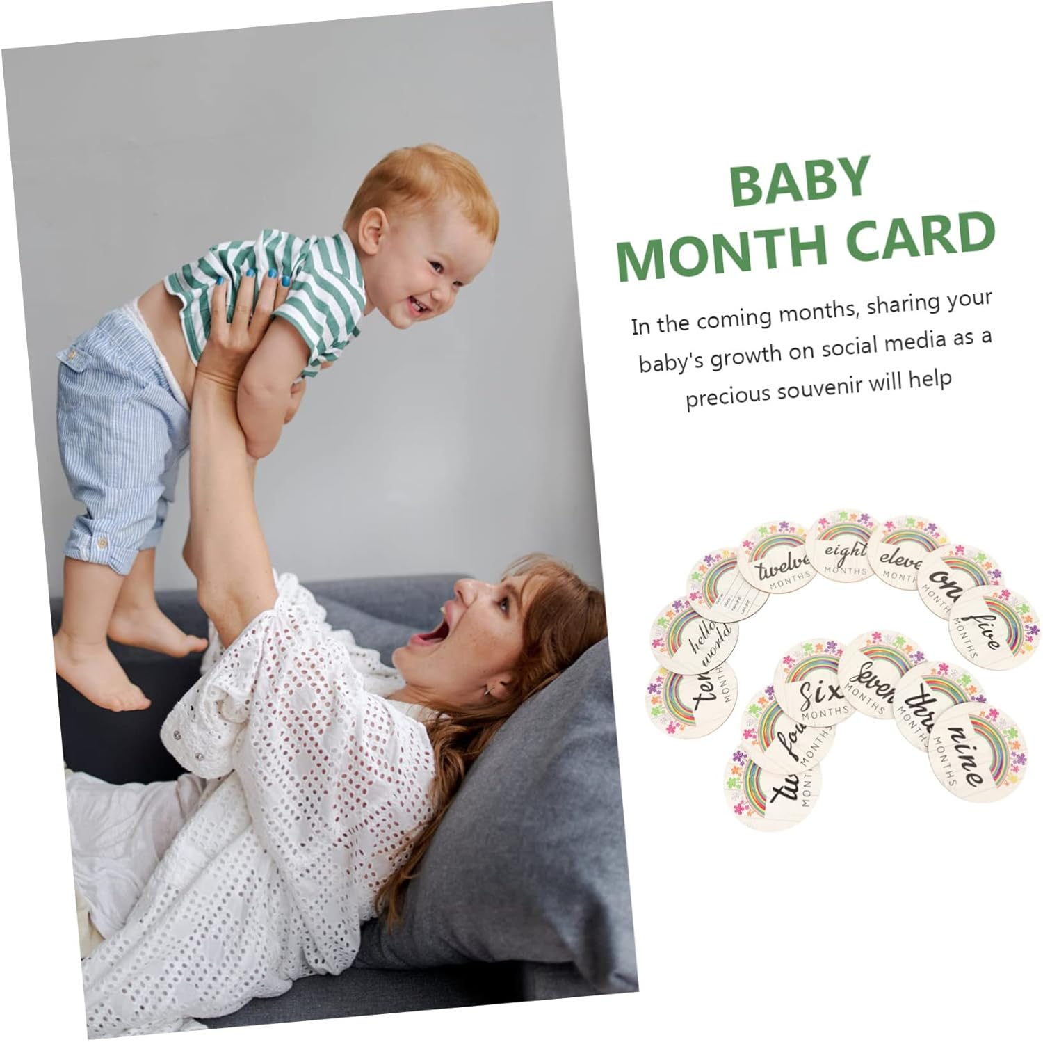 UPKOCH 14Pcs Wooden Monthly Milestone Cards Decorative Milestone Keepsakes Unisex Photography Props for Newborns Creative and Durable Design with Beautiful Wood Grain