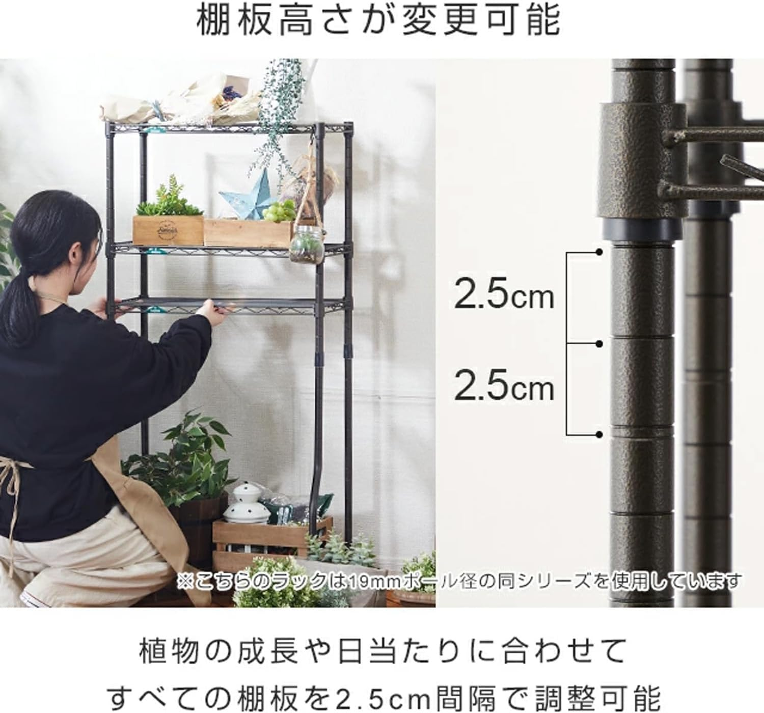 Doshisha GR6012BD-4 Luminous Garden Rack, Width 23.6 Inches (60 Mm), 4 Tiers, Outdoor Use, Rust-Resistant, Slim Steel Rack, Variable Shelf, Planter Rack, Flower Stand, Gardening, Ornamental Plants, Overall Load Capacity: 704.4 Lbs (320 Kg), Width 23.4 X Depth 11.6 X Height 47.6 Inches (59.5 X 29.5 X 121 Cm), Pole Diameter 0.7 Inches (19 Mm) image number 3