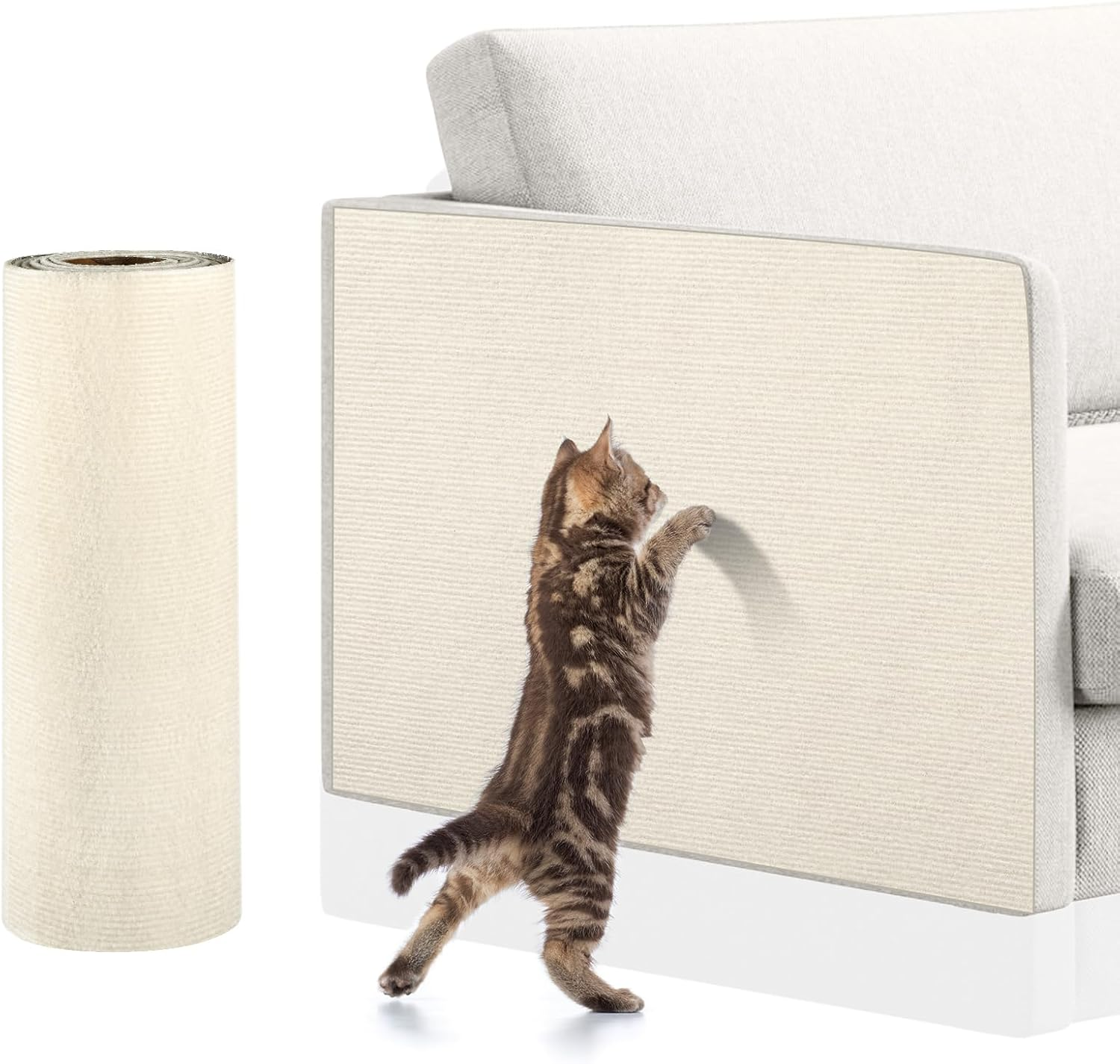 Adiwo Self-Adhesive Scratching Mat, 30 Cm X 100 Cm, Cat Scratching Mat, Scratch Protection, Sofa Cat, DIY Scratching Boards, Scratch Wall for Furniture, Scratching Carpet, Couch Protection (Cream) image number 5