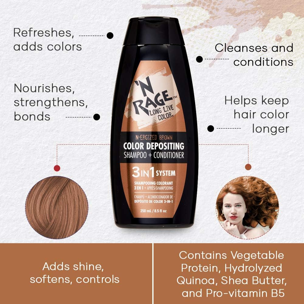 N Rage Color Depositing Shampoo + Conditioner 3 in 1 System (N-Ergized Brown) image number 6