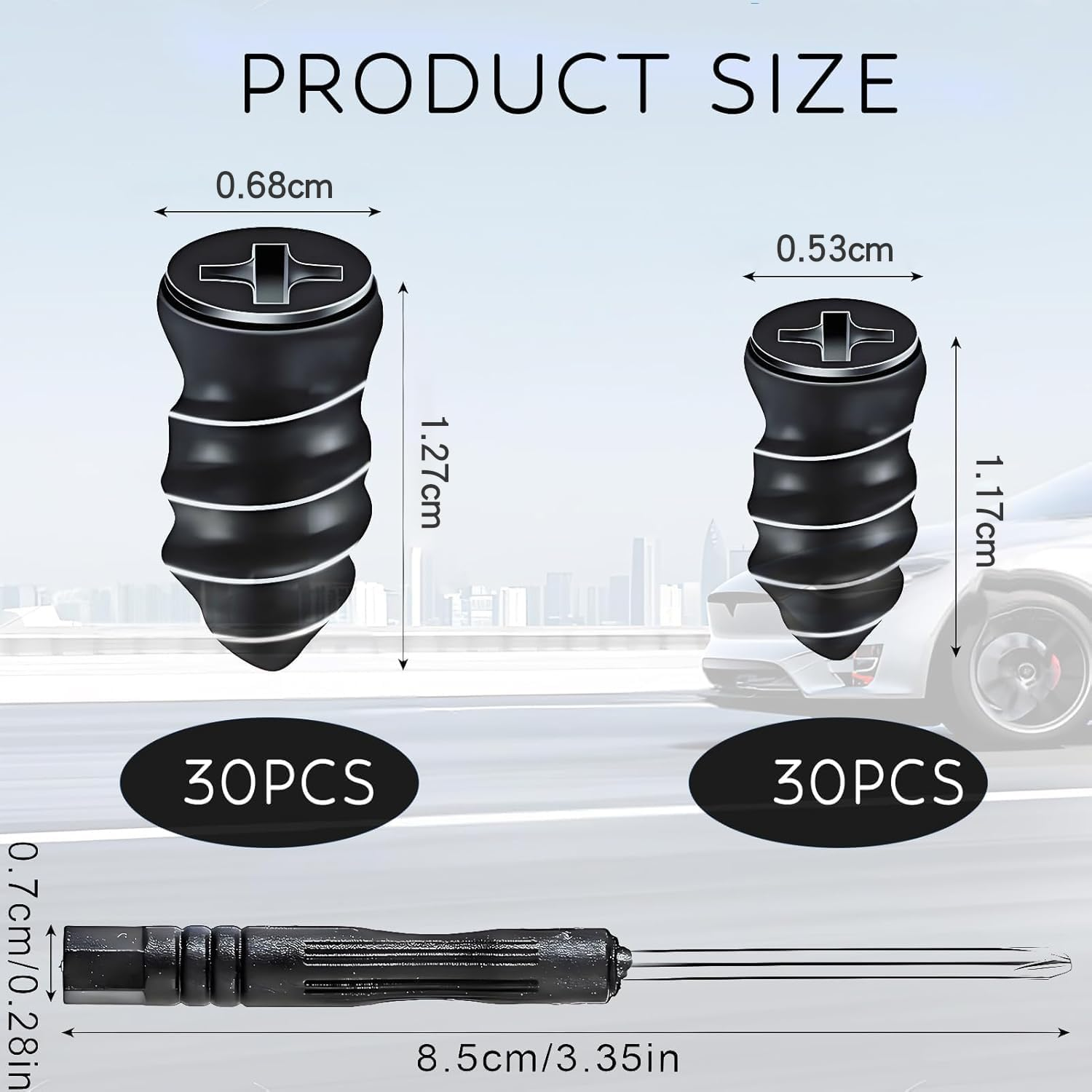 60PCS Tire Repair Rubber Nail, Vacuum Tire Repair Kits Spiral Rubber Nails, Tire Screw Plug Fast Tool Self Service Tire Repair Nail for Car, Motorcycle, Truck, Tractor Tire Puncture Repair image number 2