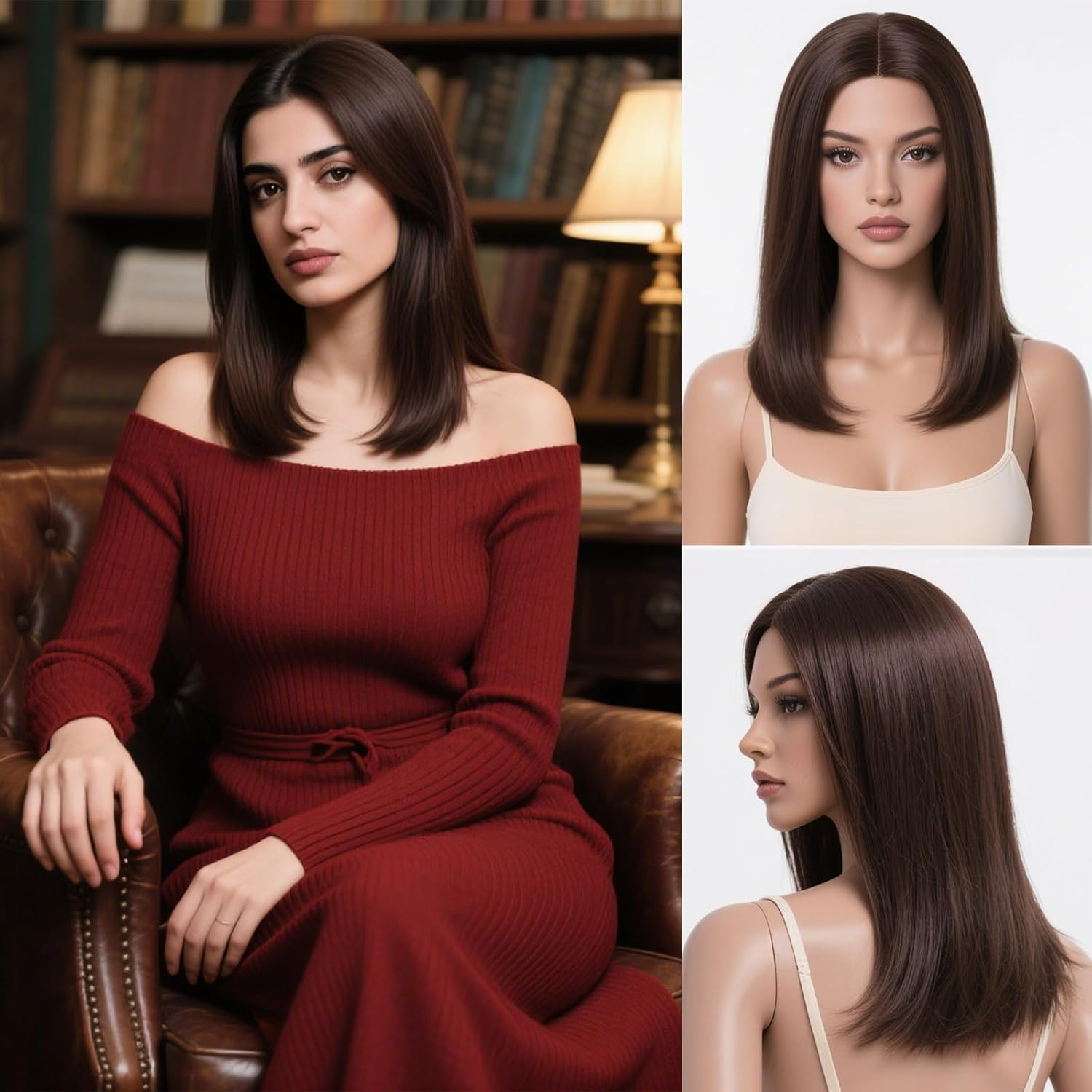 Xeelfaro Bright Purple Pink Natural Straight Bob Wig for Women Full Head with Gentle Fringe & Shoulder-Length Style, Silky Smooth Wig for Fashion Exhibitions Casual Meetups (Bright Purple Pink, 16Inch)