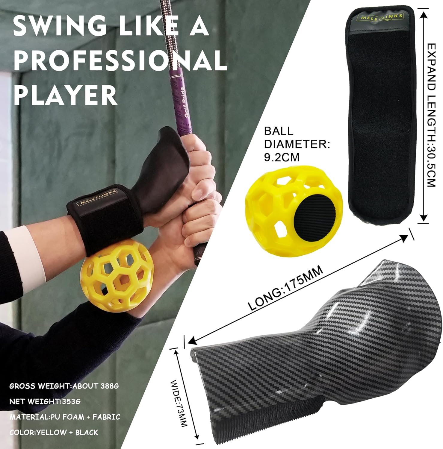 MELE LINKS Golf Trainer Ball, Golf Swing Trainer Ball, Golf Wrist Trainer, Golf Swing Posture Corrector, Smart Ball Golf Training Aid for Golfer Beginner Practice Pro Swing