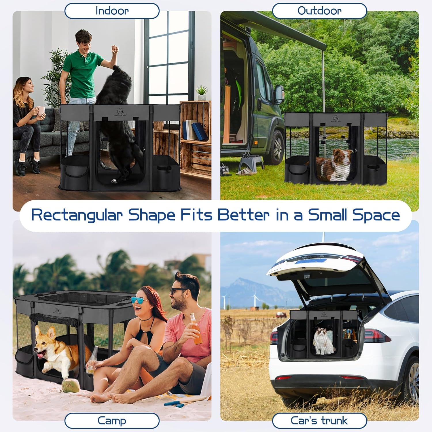 Dog Playpen,Pet Playpen, Foldable Dog Cat Playpens,Portable Exercise Kennel Tent, Water-Resistant Removable Shade Cover, Indoor Outdoor Travel Camping Use for Small Animals + Free Carrying Case image number 1