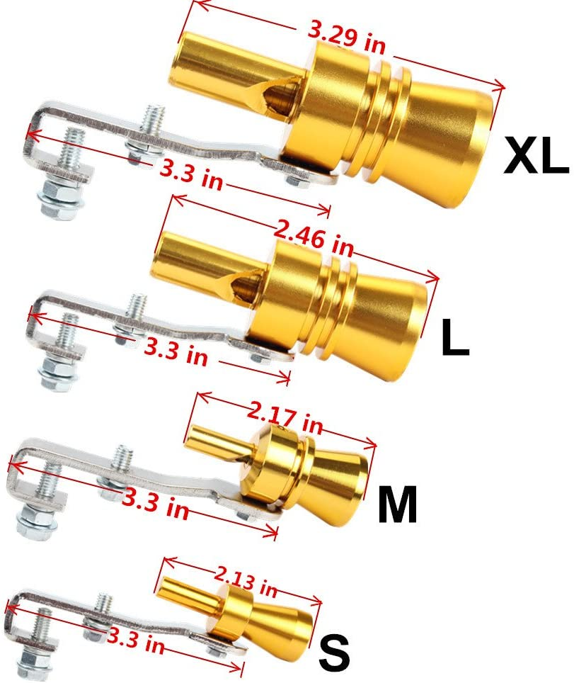 Dewhel Universal Aluminum Turbo Sound Exhaust Muffler Pipe Whistle Car Blow off Valve BOV Tip Simulator Whistler Size XL Silver image number 4