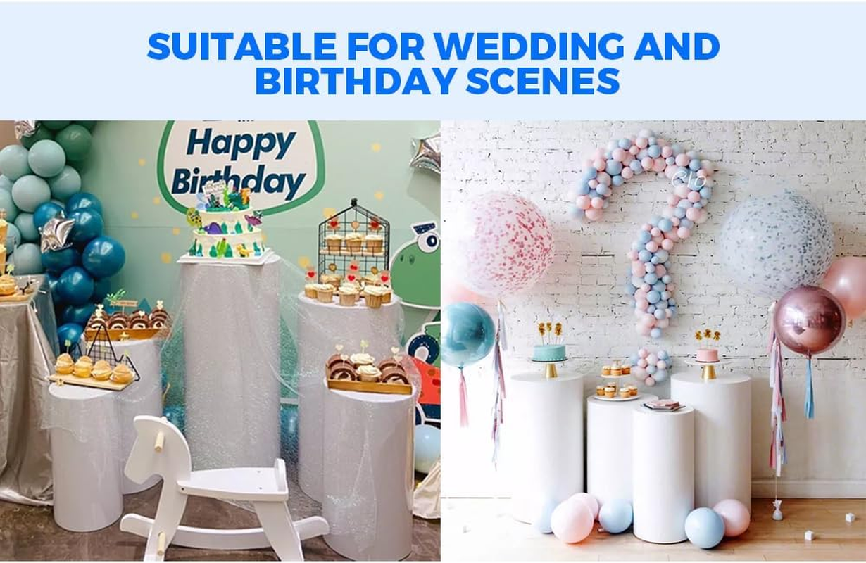 ALSTON 5PCS Metal Display Pedestal Stand Set, White Cylinder Pedestal Stands Wedding Decoration Stand for Flower Cake Balloons Display, Elegant White Display Stand(5Pcs Plinth) image number 6