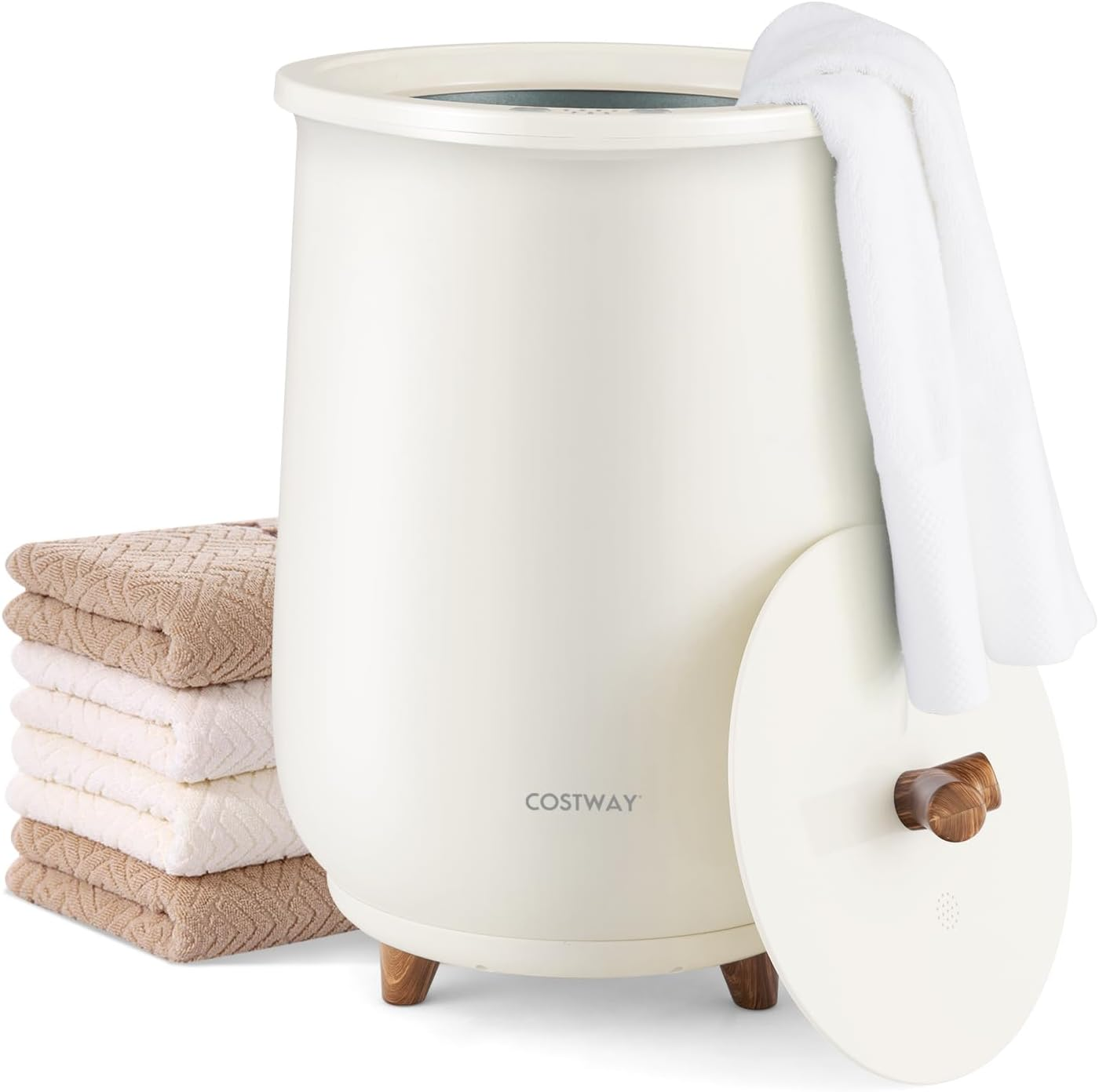Costway Towel Warmer Bucket, 23L Large Luxury Bucket-Style Towel Warmer W/Fragrant Disc Holder, ETL Certified Bath Towel Warmer W/ 3-Level Heating, 20/40/60/90 Min Timer & Auto Shut Off