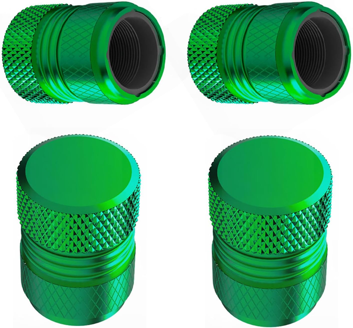 Tire Valve Stem Caps - 4 Pack Anti-Corrosion Premium Anodized Alloy Tyre Air Valve Caps Universal for Car SUV Bike Green