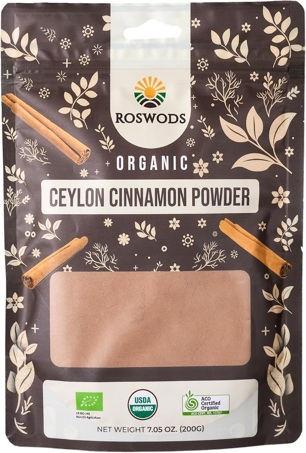 Roswods Australian Certified Organic Pure Ceylon Cinnamon Powder &ndash; Ceylon-Grown True Cinnamon with Sweet Aroma &ndash; Pure Organic Ground Cinnamon- 200G image number 4