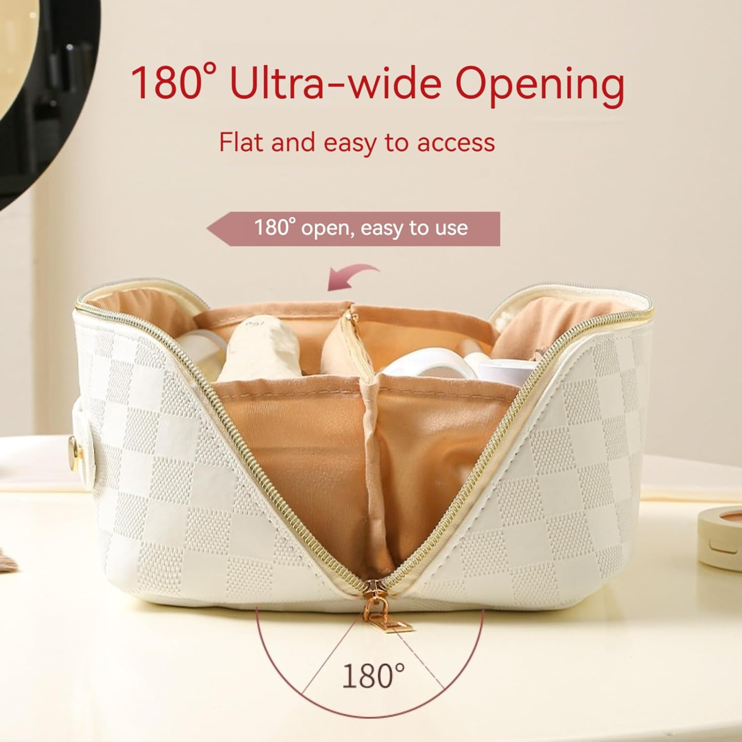 Makeup Bag, Large Capacity Storage Cosmetic Bag,Multifunctional Portable Wash Pouch for Women Travel Storage Bag Skin Care Cosmetics Toiletries