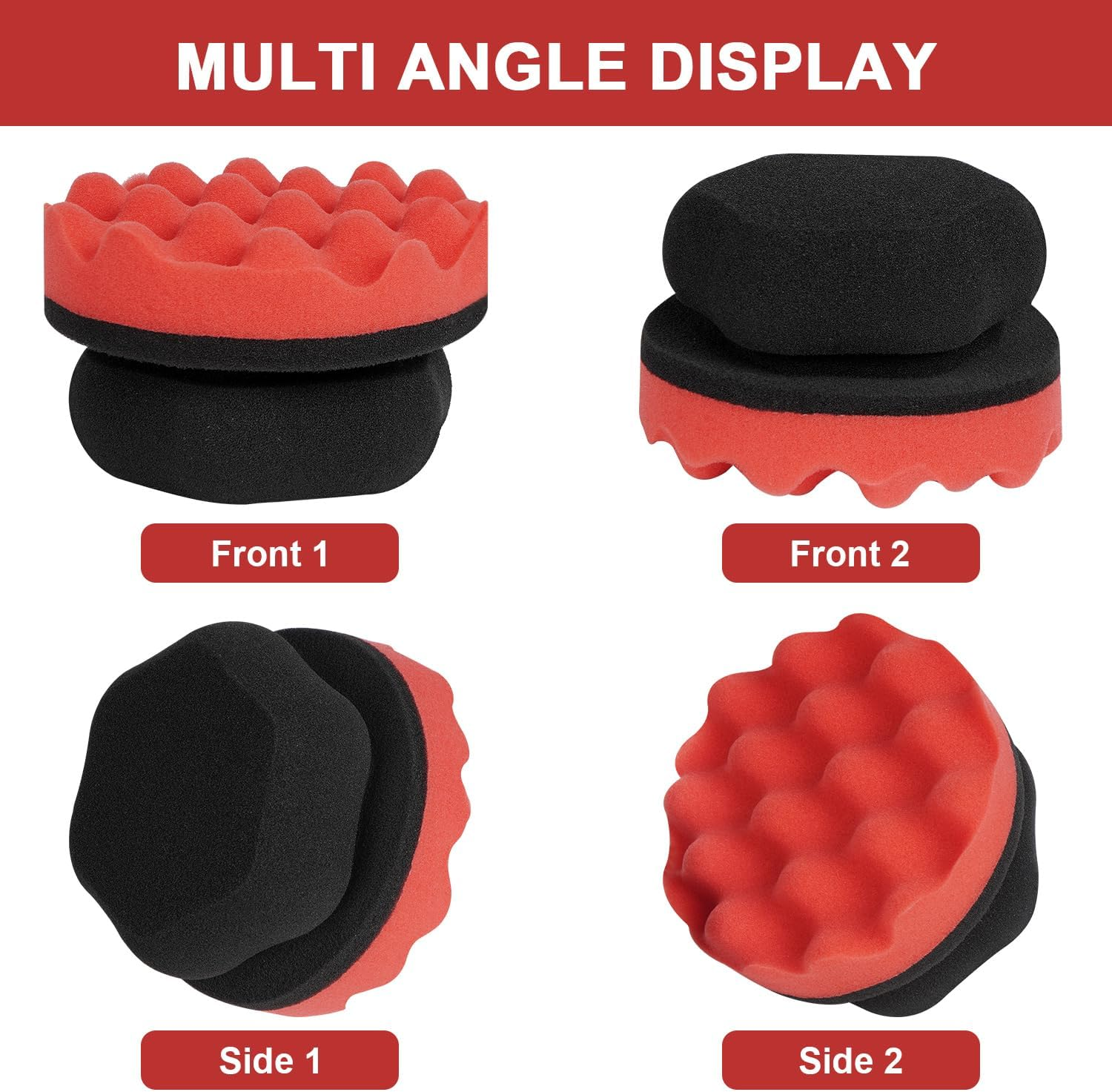 2 Pack Large Tire Shine Applicator Pad, Tire Hex Grip Applicator, Tire Shine Car Detailing Foam Sponge Tool, Reusable Car Cleaning Supplies after Car Wash Tire Cleaner for Applying Tire Shine - Red And Blue image number 7