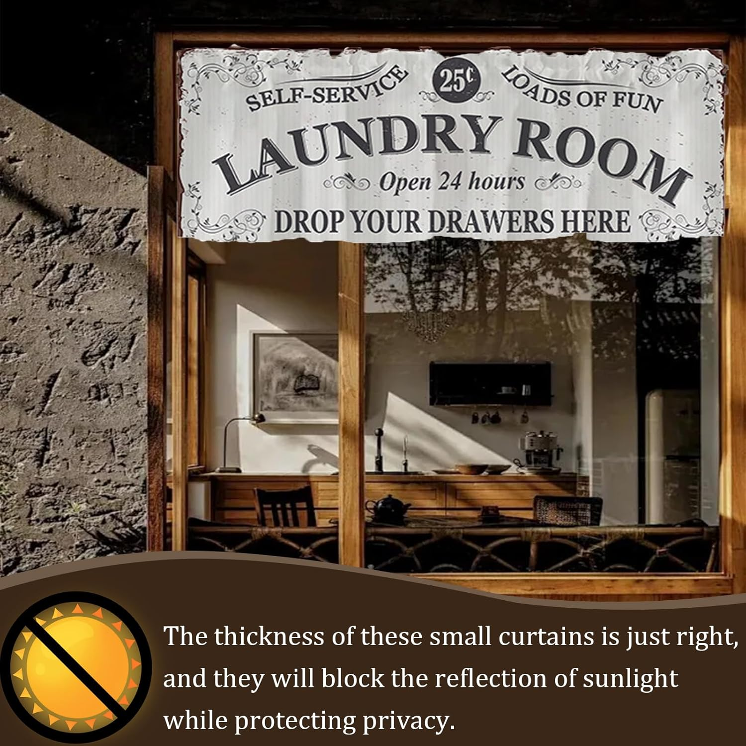 Fkereg Valance Curtains for Kitchen Windows, Small Farmhouse Kitchen Window Curtains over Sink Linen, Short Toppers Modern Cafe Curtains Rod Pocket Treatment for Bathroom Bedroom, 137X45 Cm, C image number 5