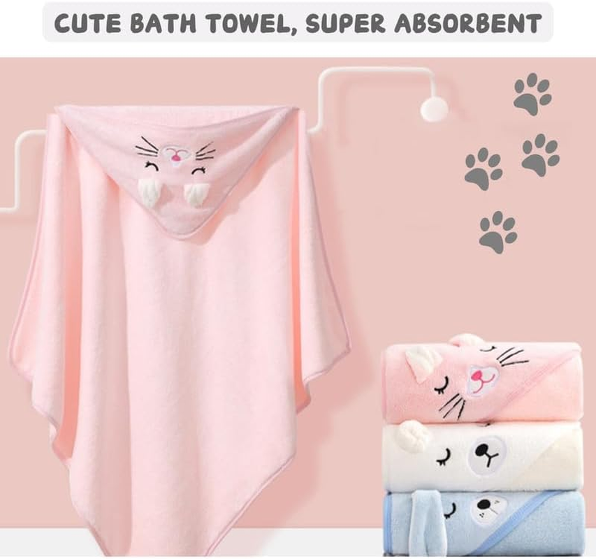 Baby Towel, Hooded Towel for Babies, Ultra Soft Baby Towels, Super Absorbent and Washable, Baby Towel with Unique Animals for Baby Gift image number 5