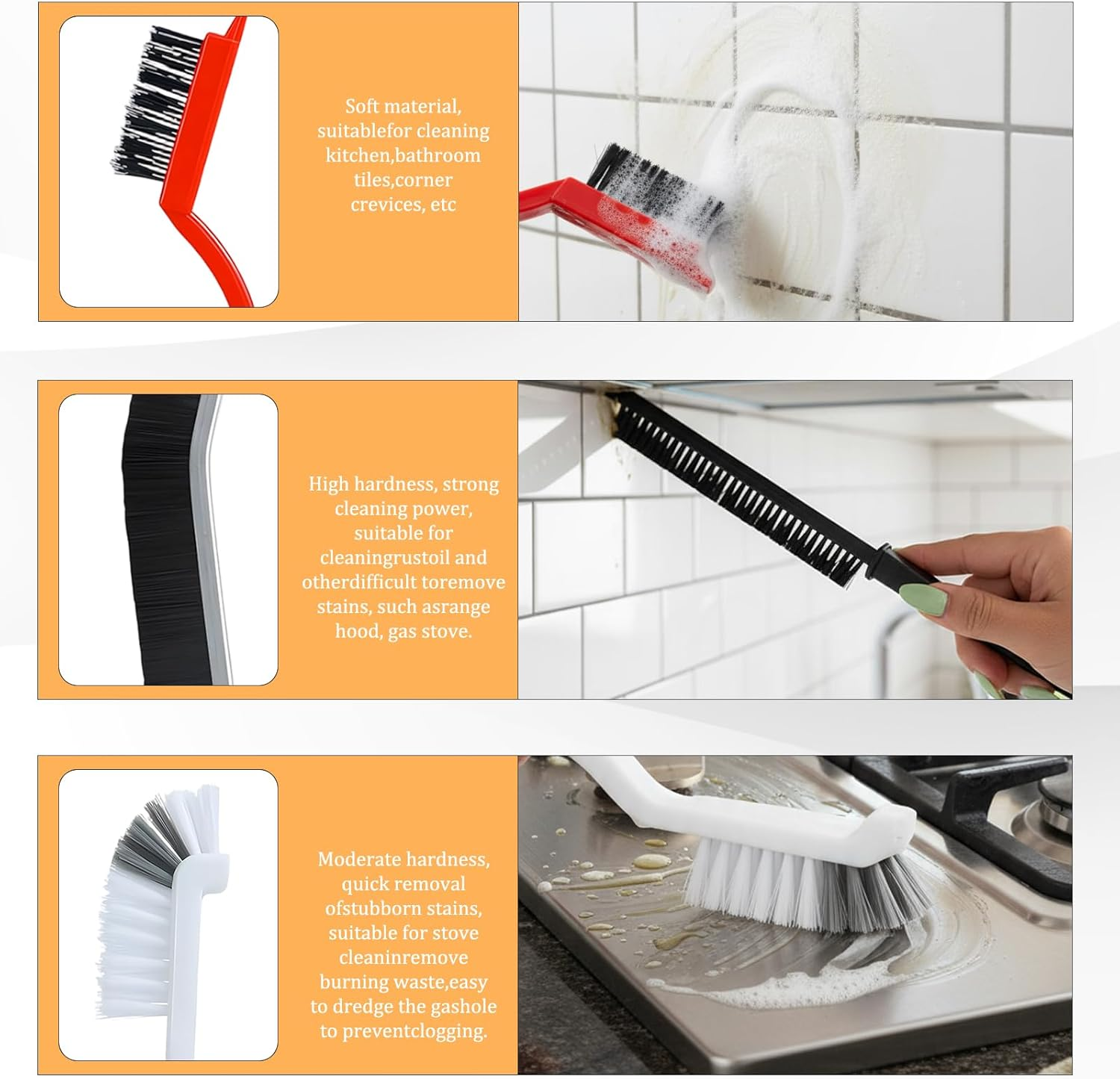 9-Piece Setcleaning Brush, Crevice Cleaning Brush and Grout Cleaner for Household & Cleaning, Multi-Purpose Scrubbing Brush for Bathroom, Shower, Kitchen, Toilet Cleaning Tools, Home Essentials image number 6
