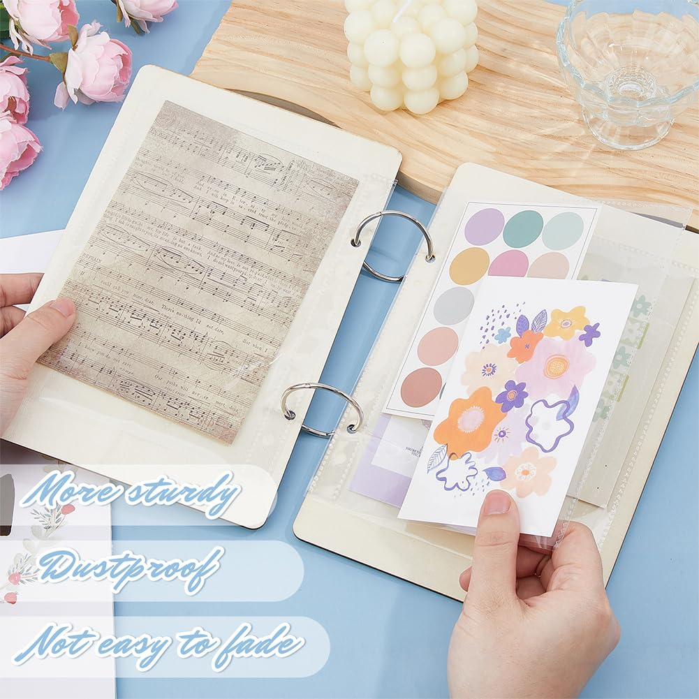 SUPERDANT Bohemian Rainbow Greeting Card Organizer Set Baby&lsquo;S First Year Wooden Wonderful Memories Card Keeper Binder Suit Holder Book with 2-Ring 20 Inner Pocket and Punch for Baby Shower 24X16Cm image number 5