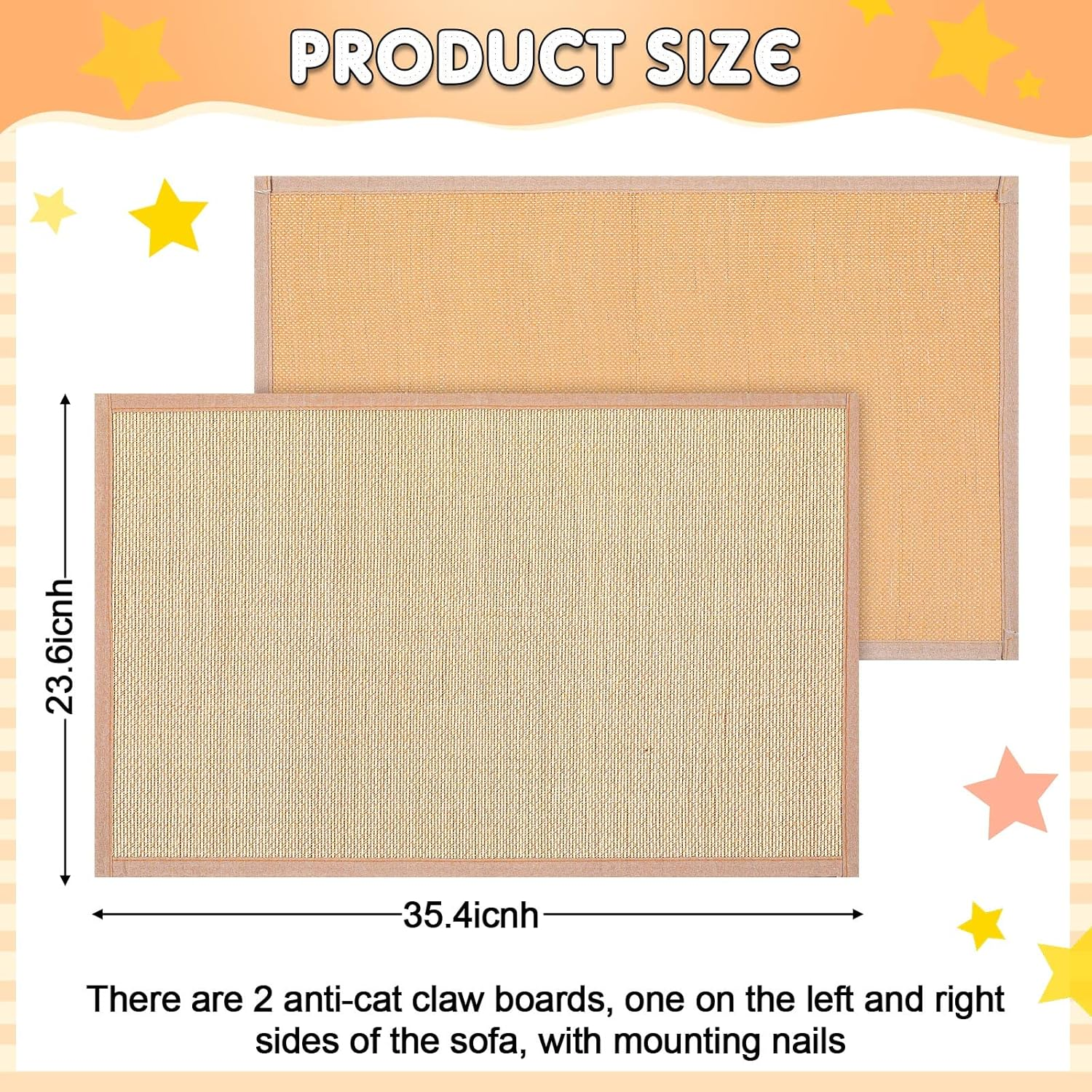 2 Pcs Cat Scratch Furniture Protector Cat Scratch Mat Sofa Protector Couch Protector for Cats Pet Scratching Pads for Couch, Sofa, Chair, Easy Installation (23.6 X 35.4 Inch) image number 1
