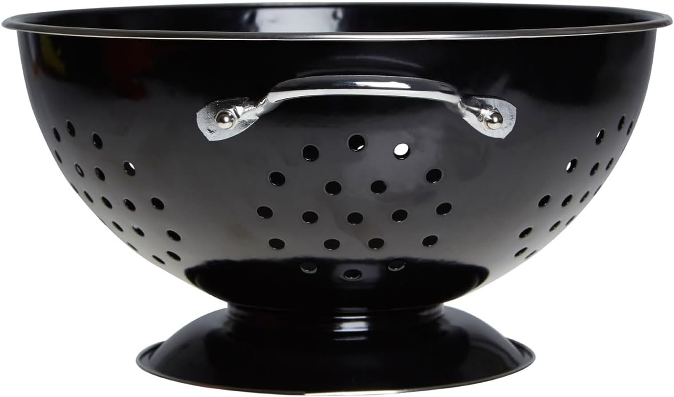 Premier Housewares 508557 Enamel Retro Colander Bowl Stainless Steel Pasta Strainer Black Rice Strainer for Cooking Sives for Cooking Pasta Drainer, H13 X W23 X D23Cm image number 5