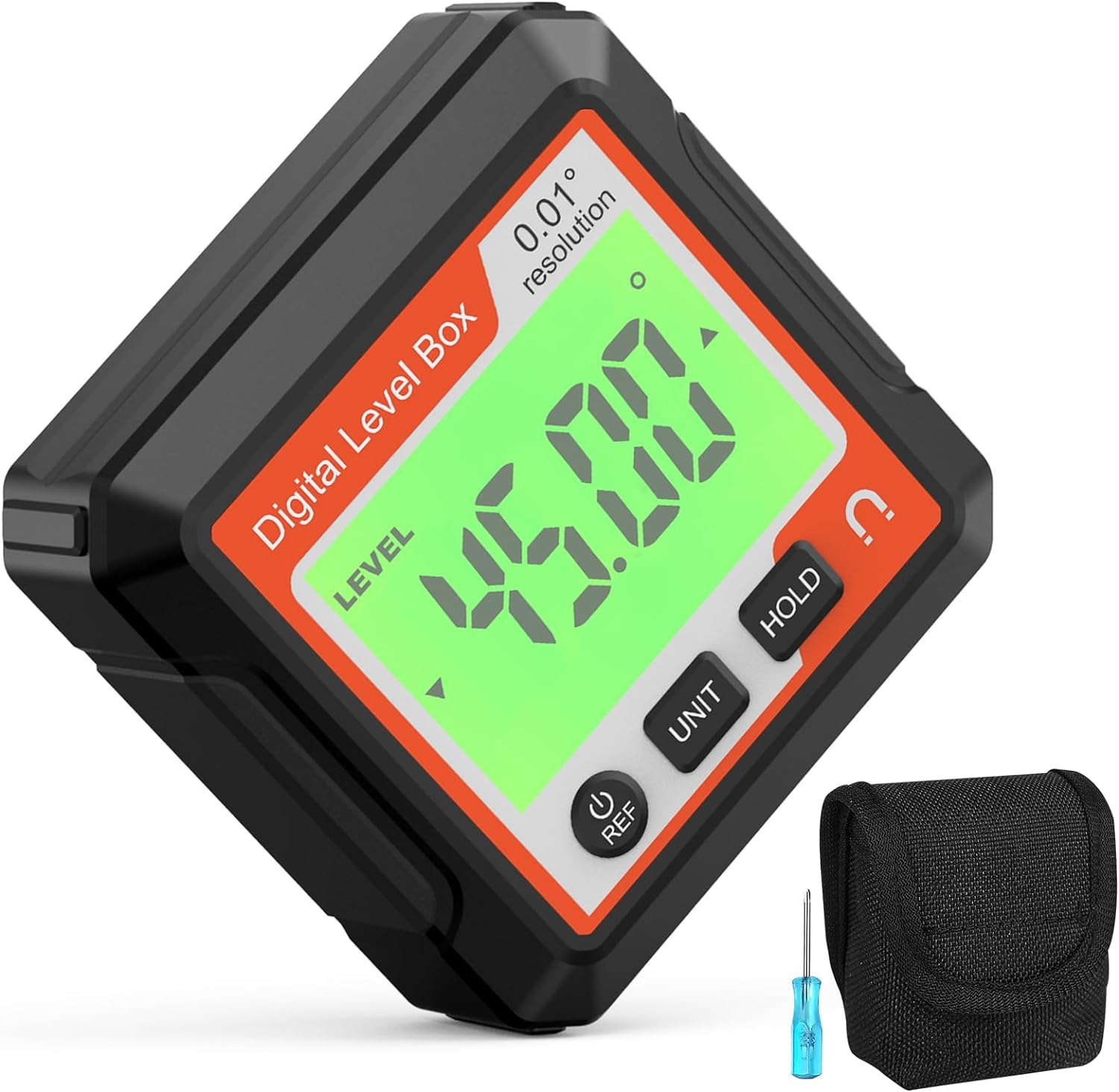 Abizarch Digital Angle Finder Gauge Magnetic,Lcd Digital Level Tool Protractor, Inclinometer Level Box Backlit Portable Angle Measurement Tool,Battery Operated Angle Finder for Carpentry Building