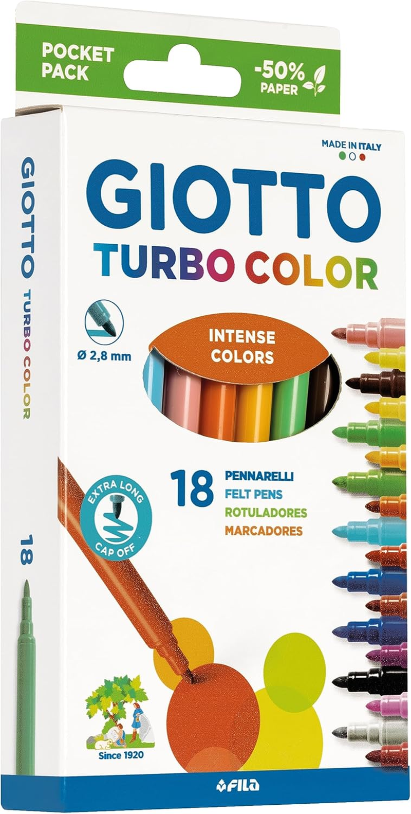 Giotto Turbo Color 18 Marker Fine Point Assorted Colours Replacement Case image number 2