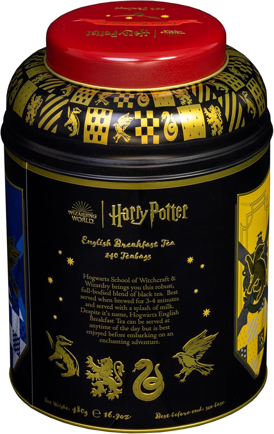 New English Teas Harry Potter Hogwarts House Crest Tea Caddy with 240 English Breakfast Teabags image number 2