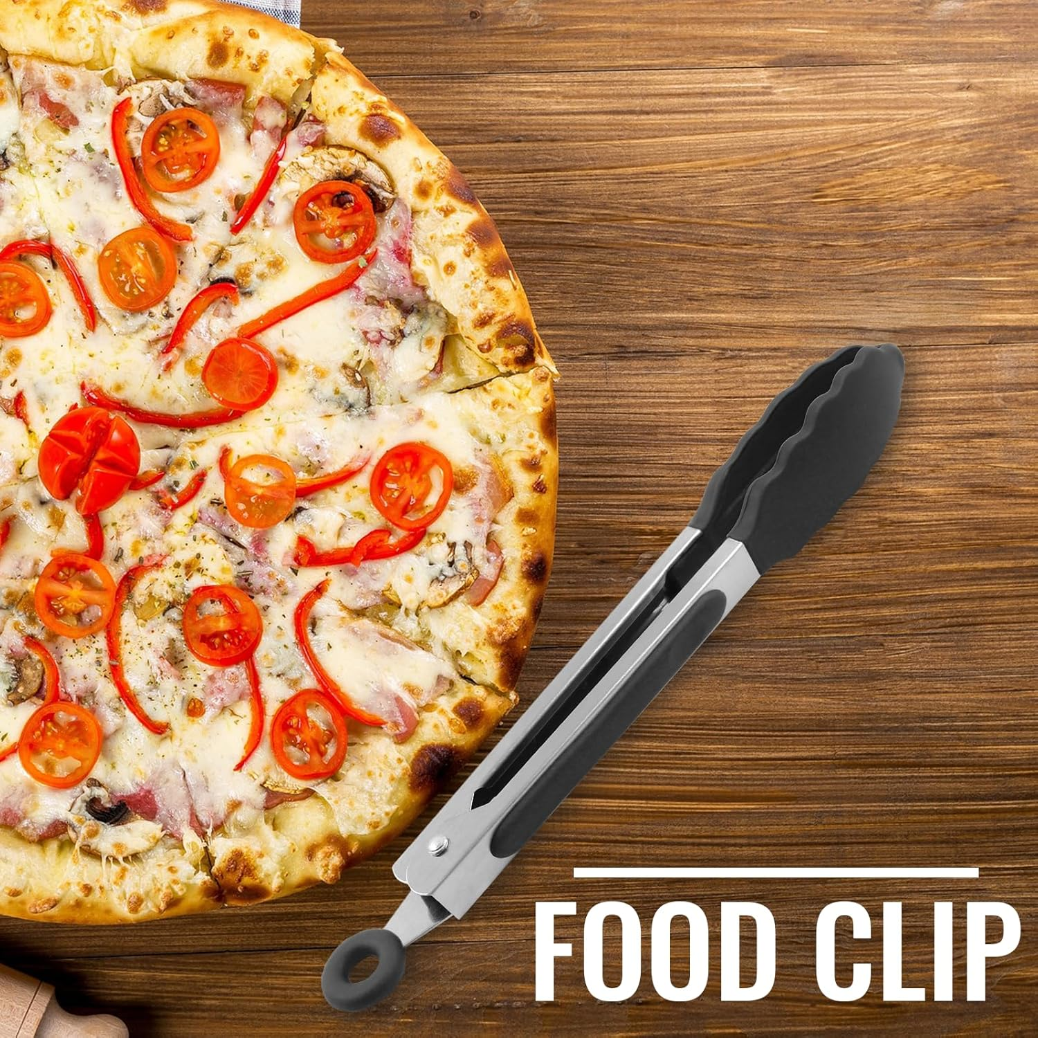 Hitefu 3PCS Kitchen Tongs, 7-Inch Heat Resistant Food Tongs for Cooking with Silicone Tips, Small Serving Tongs Non-Stick for Frying Grilling Salad(Black) - Multicolor image number 6