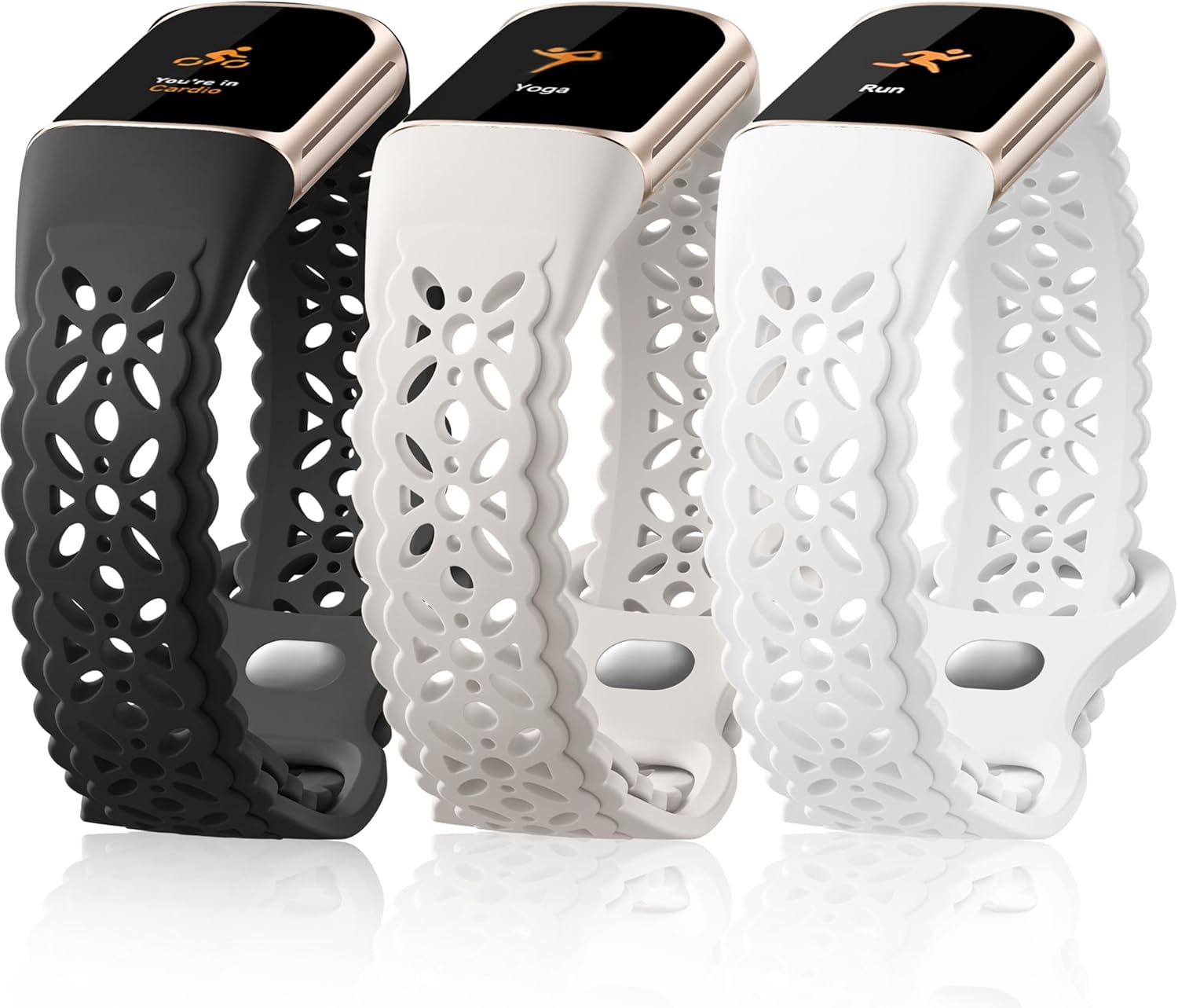 Maledan Floral Lace Bands Compatible for Fitbit Charge 6 Band and Fitbit Charge 5 Band Women, Cute Soft Lilac Flower Pattern Hollow-Out Sport Watch Strap for Fitbit Charge 5/ Charge 6 Fitness Tracker