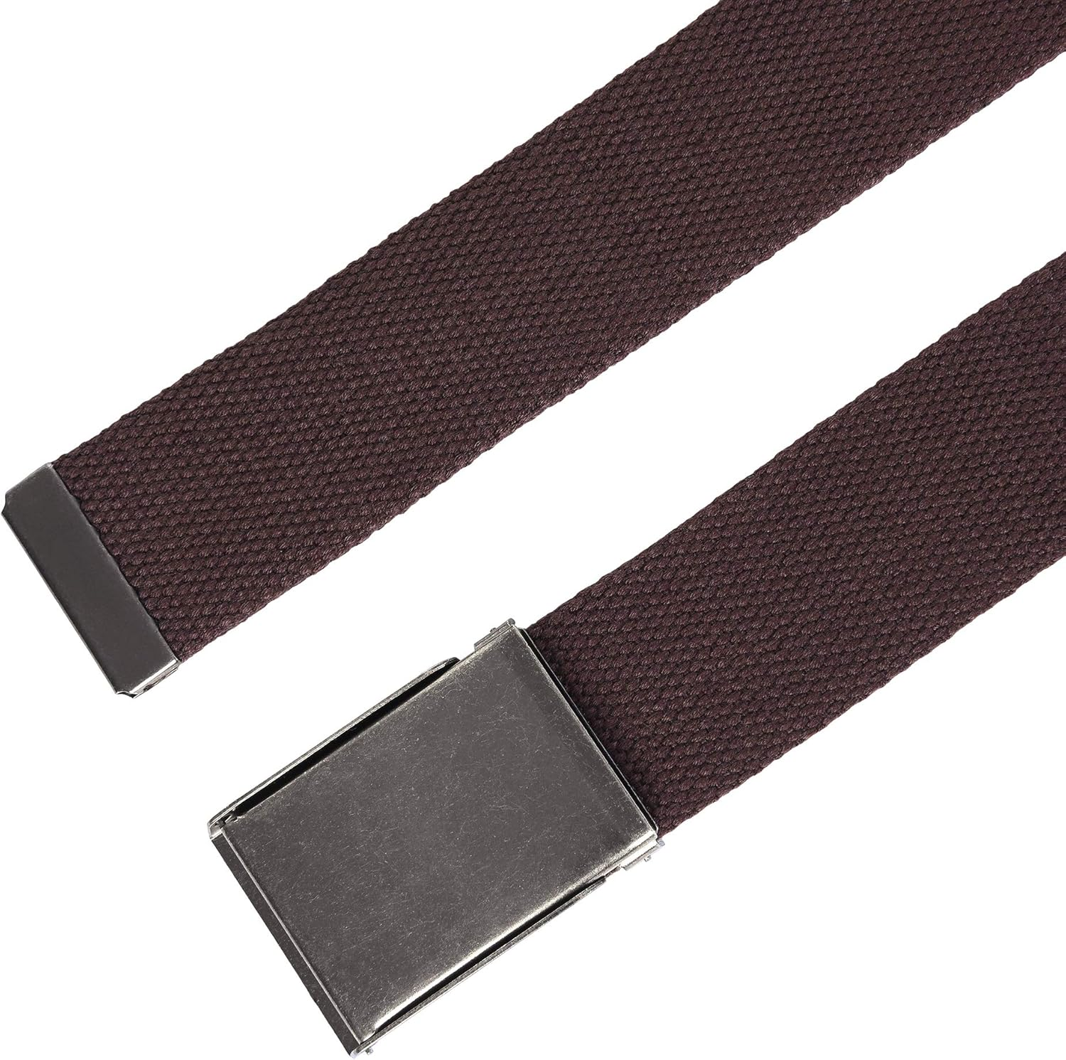 Canvas Web Belt | Cut to Fit up to 52" | Flip-Top Brushed Silver Nickel Buckle 6 Colors - 2 Pack Black/Navy image number 4