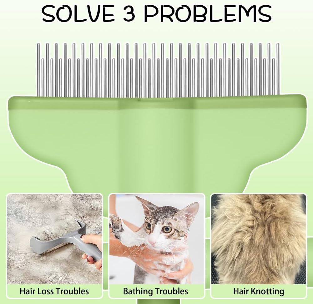 OFFCUP Fellblitz Brush for Cat, Self-Cleaning Cat Comb with Rotating Comb Head and Release Button, Cat Brush, Flea Comb, Cat Dog Comb, Pet Brush for Pet Beauty Care image number 2