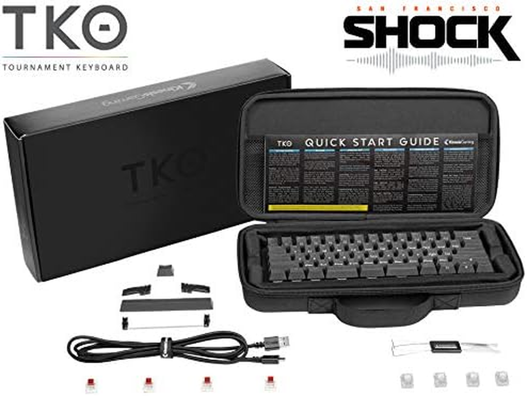 KINESIS Gaming TKO Mechanical Keyboard | Tactile Brown Switches | 60% Layout | Split Spacebar | Hotswap | PBT Keycaps | Aluminum Body | SF Shock Limited Edition Travel Case image number 2