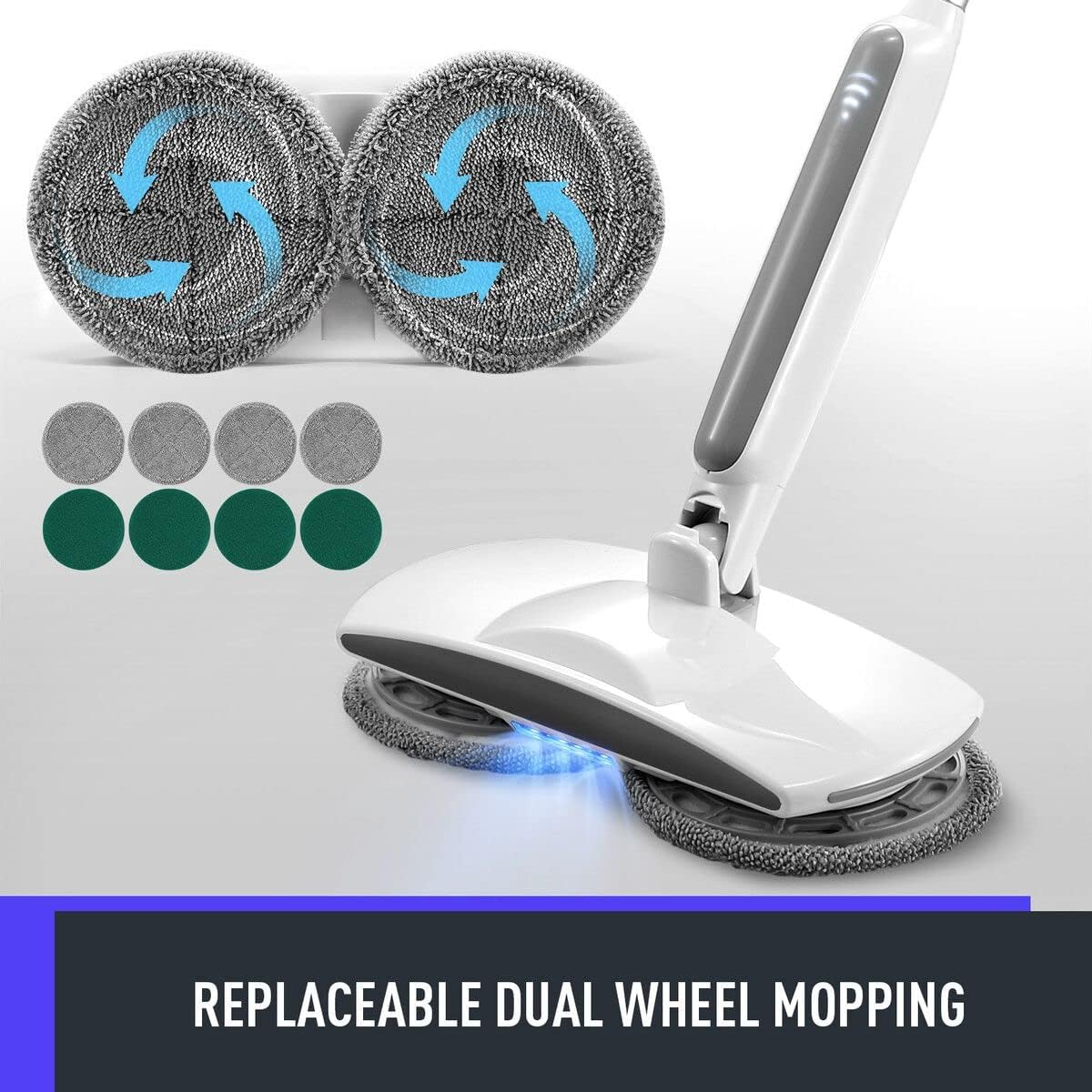 AUSWAY Mop Replacement Pads Scouring Green Scourer Microfiber Replaceable for Cordless Electric Spin Floor Cleaner Polisher Washer Sweeper image number 4