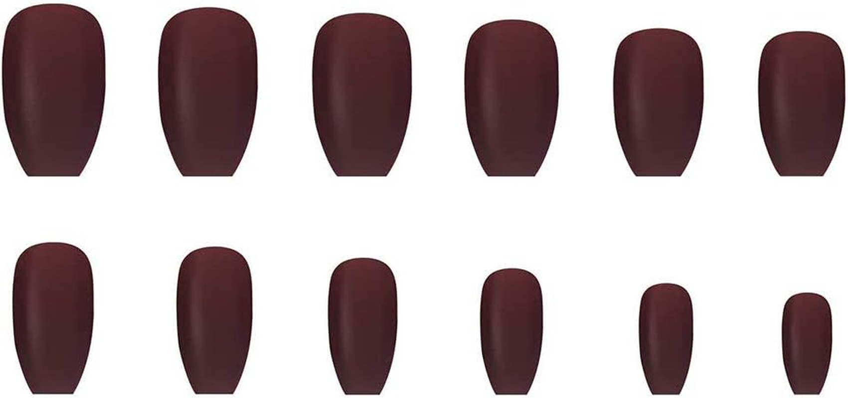 72Pcs 3 Boxes False Nails Matte Fake Nail Tip Kit Fingernail Long Medium Wine Red Full Cover image number 1