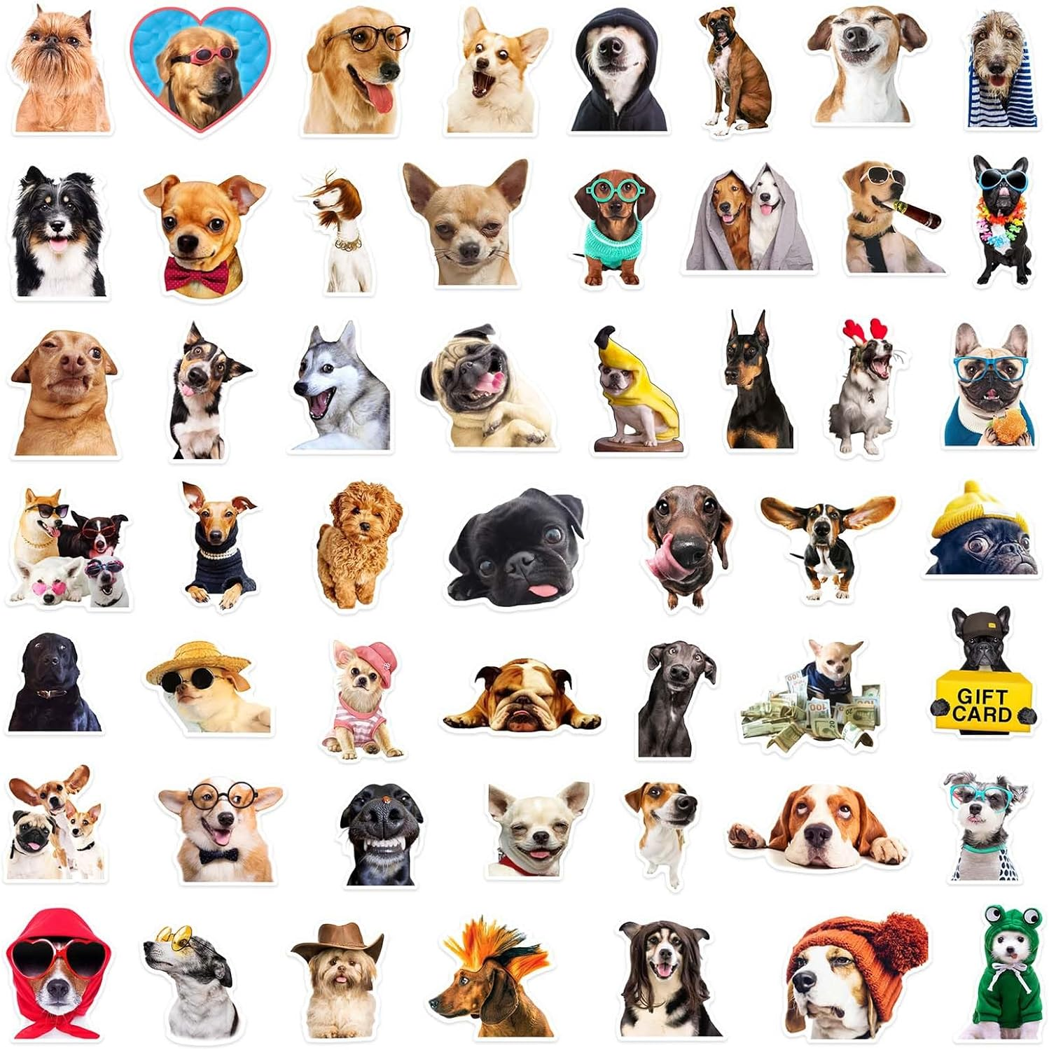 Realistic Puppy Stickers,50 PCS Realistic Dog Graffiti Vinyl Waterproof Decals for Water Bottles Computer Bicycle Skateboard Luggage Phone Pad Laptop Kids Teens Stickers Pack image number 2