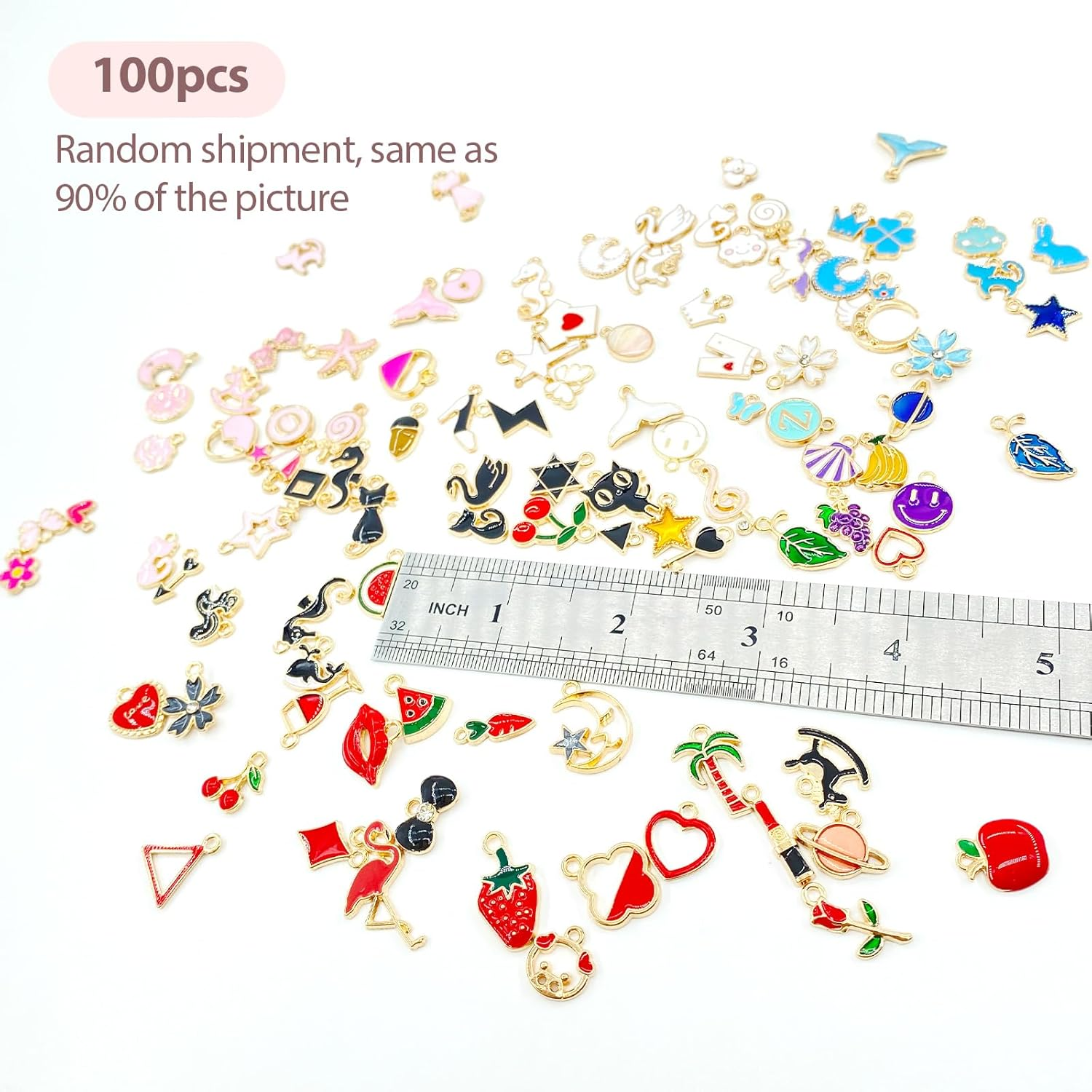 100Pcs Charms, Charms for Jewelry Making, Assorted Wholesale Mixed Color, for DIY Necklace Bracelet Jewelry Making and Crafting