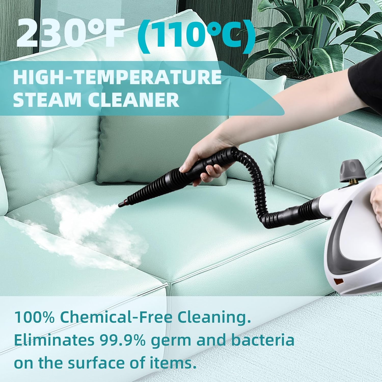 Airelax Steam Cleaner Handheld Multi-Purpose Handheld Steamer Portable Hand Held Steam Cleaner with Safety Lock for Stain Removal, Home&Car Clean with 10 Accessories Includes Nozzles, Brushes, Funnel image number 4