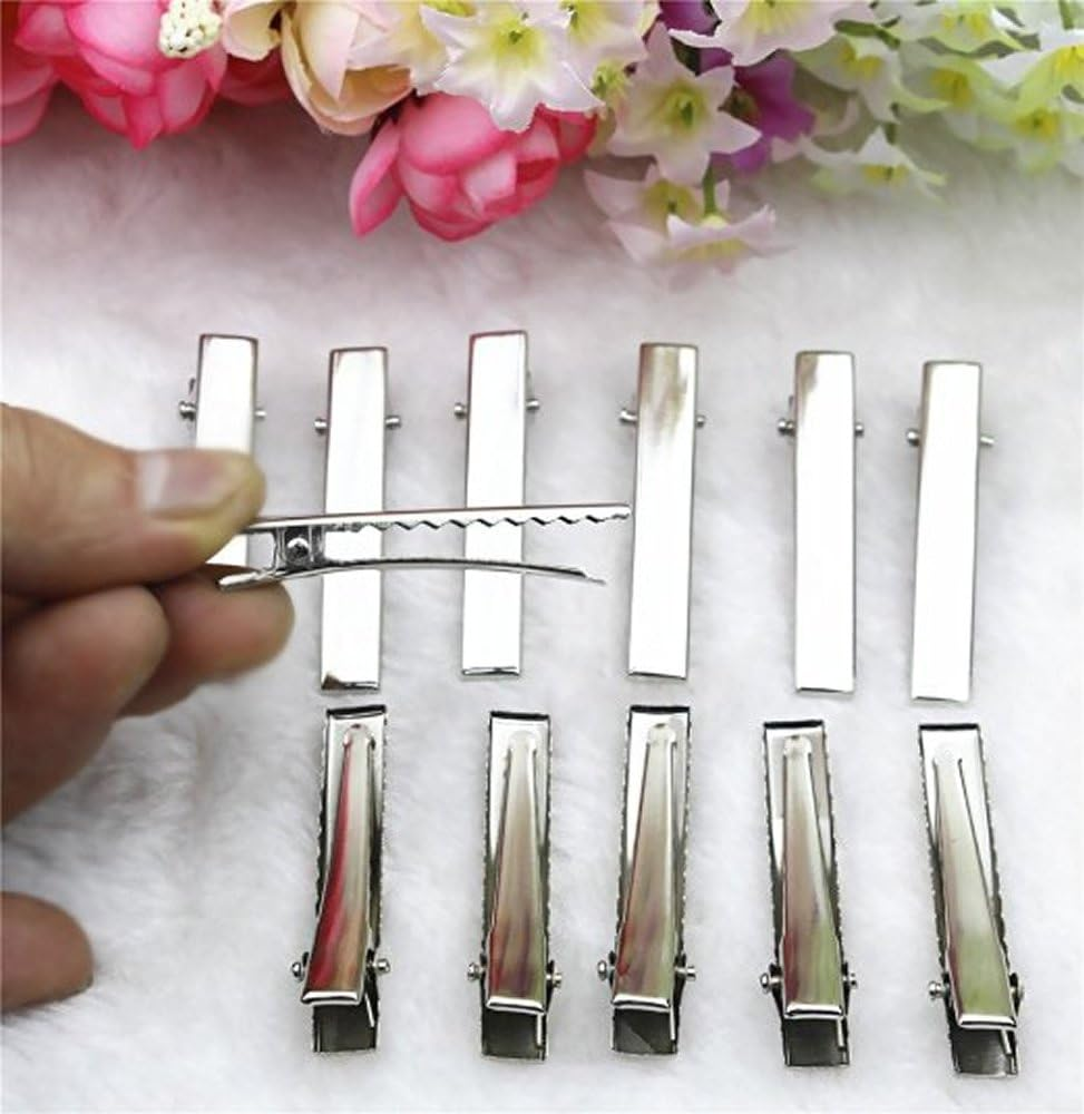 Bronagrand 100 PCS Silver Alligator Hair Clip Flat Top with Teeth for Arts & Crafts Projects, Dry Hanging Clothing, Office Paper Document Organization,Hair Care(1.26 Inch) 1.77INCH image number 4