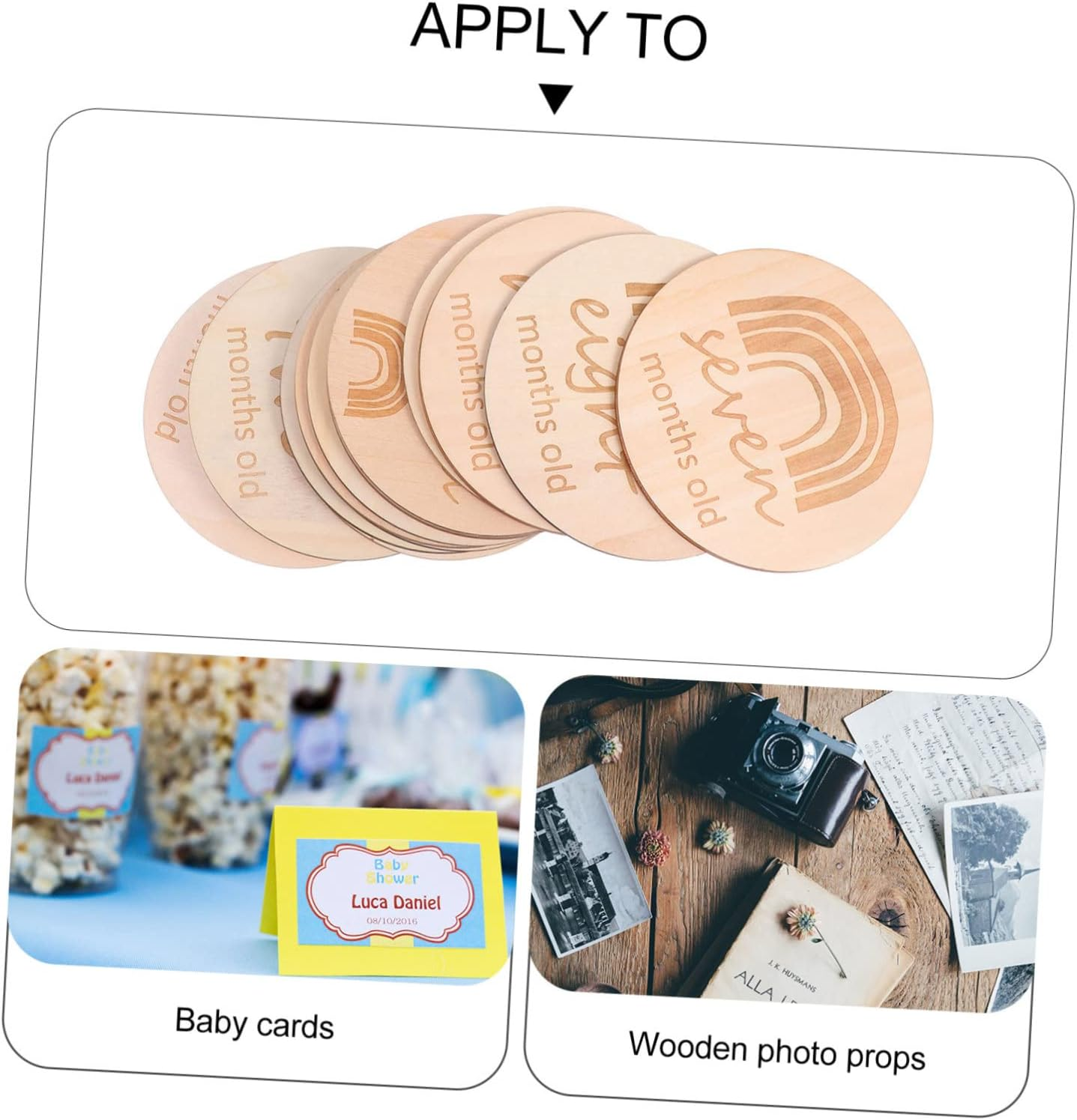 13Pcs Wood Baby Monthly Growth Recording Cards Double-Sided Rainbow Engraved Newborn Photography Props for Infant Milestone Tracking and Baby Shower