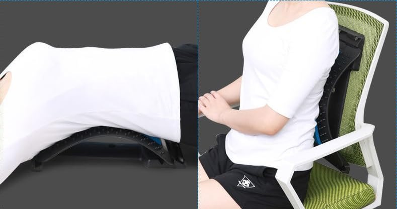 Back Stretcher for Lower Back Pain Relief, Everlasting Comfort Adjustable Spine Decompressor, Lumbar Support, Back Pain Relief Products with Memory Foam Pad, Back Cracker (Blue, One Size) image number 1