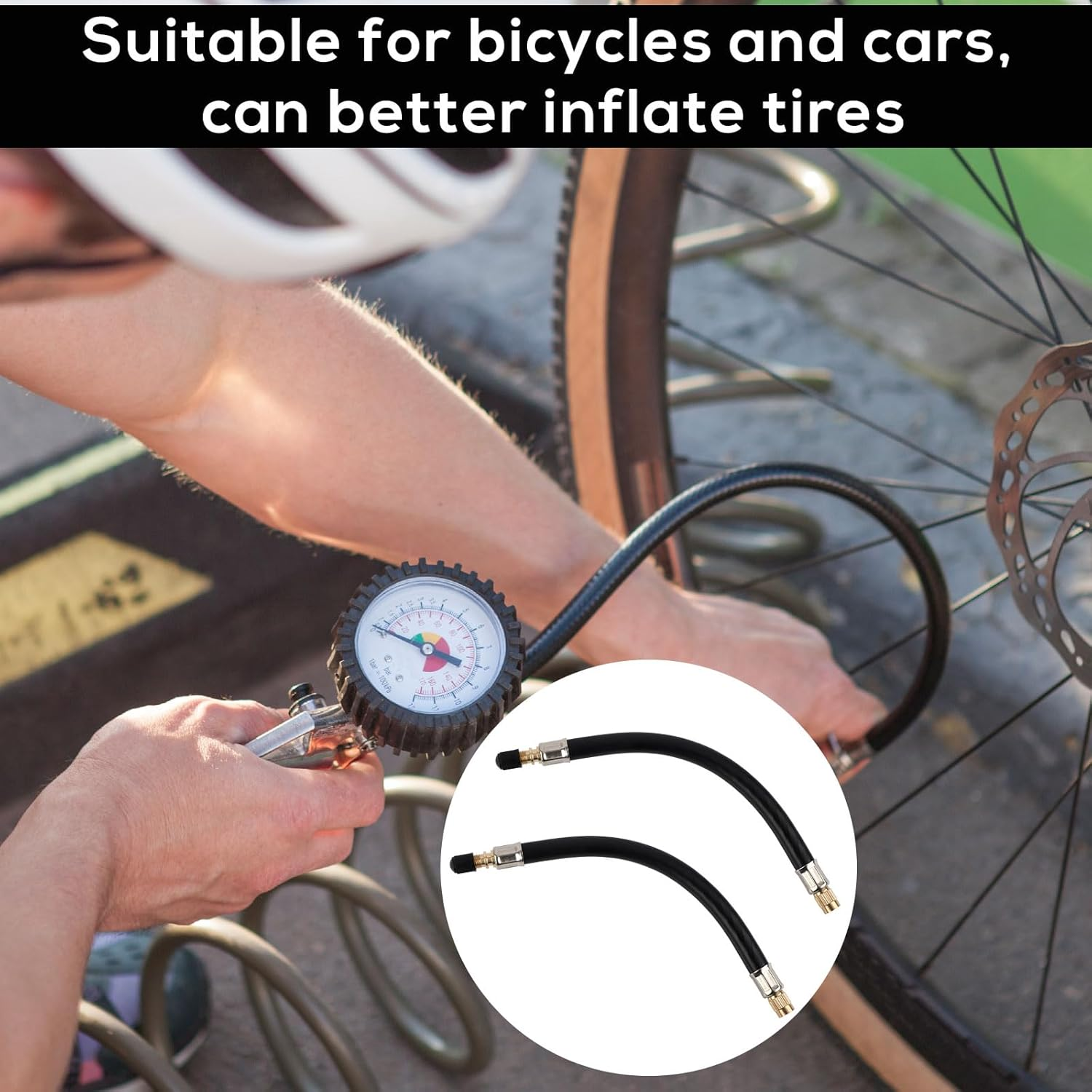 Gosknor 2Pcs Valve Stem Extension, 8.54 Inch Valve Stem Extenders Flexible Tire Valve Extender Extension Tire Valve Adaptor for Cars Motorcycles Bicycles Rvs Air Compressors