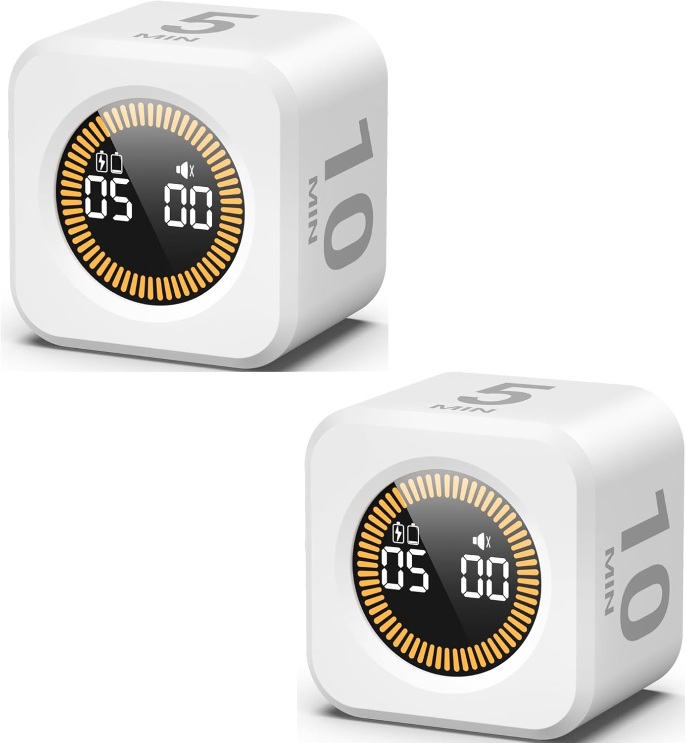 KADAMS Rotating Visual Timer Productivity Pomodoro Cube, 5/10/25/50 Min Countdown Customizable Stopwatch Silent Mode &ndash; Ideal for Work, Study, Cook Workout Kitchen School Classroom, Office Black