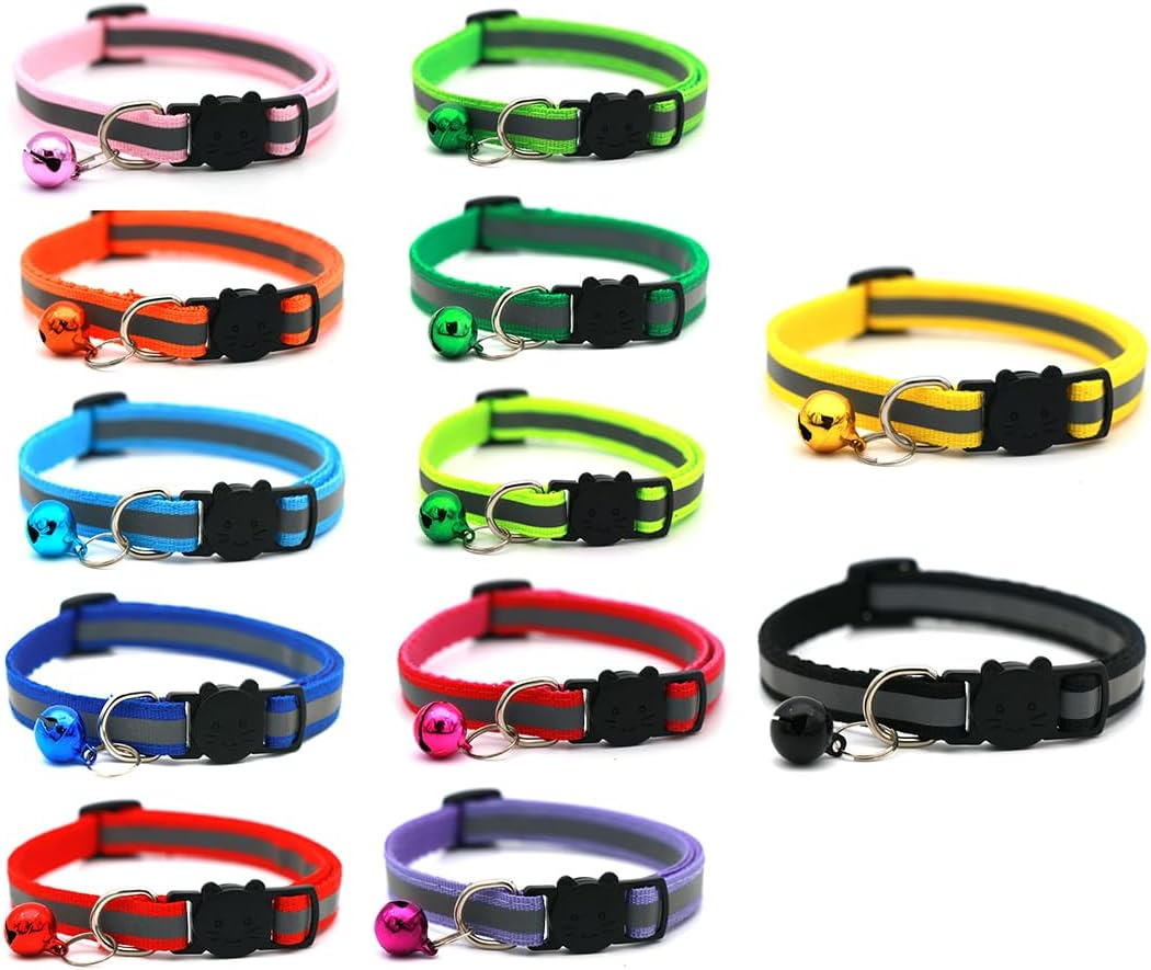 PLABBDPL Pack of 12 Cat Collar with Safety Clasp, Reflective, Puppy Collars, Adjustable Dog Safety ID Collars for Puppies, Small Dogs and Cats image number 4