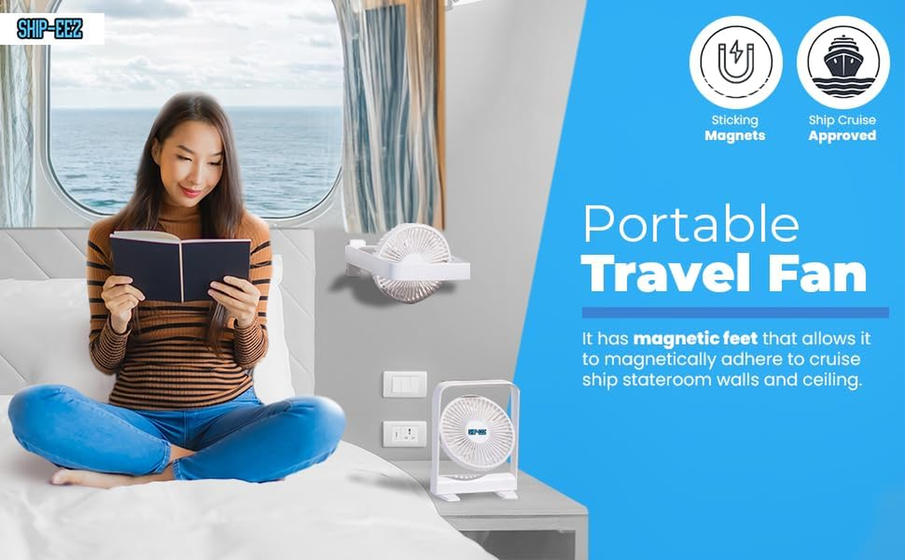 SAILPAK Magnetic Travel Fan, Cruise Ship Approved, Hangs from Statroom Ceilings and Walls image number 4