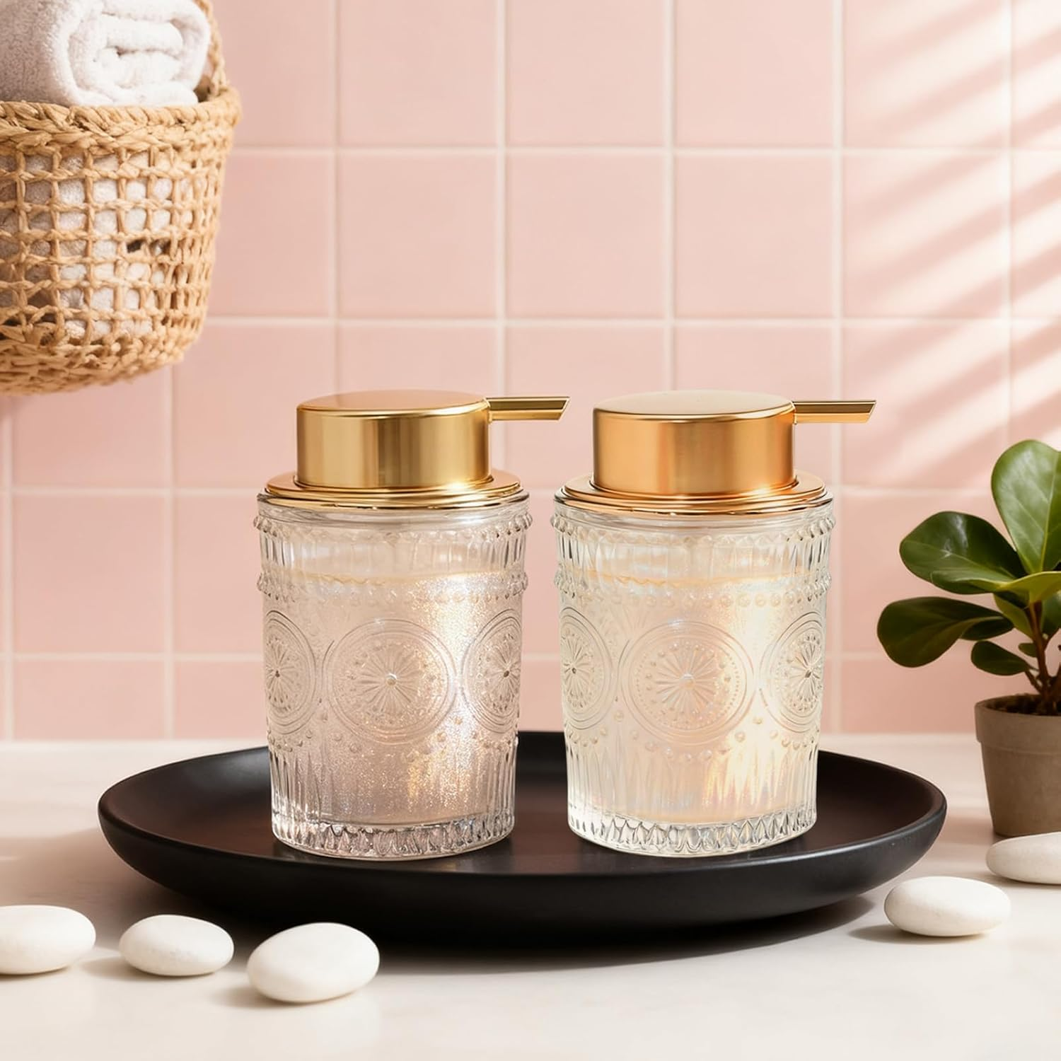 Foaming Hand Soap Dispenser Glass Refillable with Pump Bathroom Kitchen Lotion Dispenser Foam Hand Wash Dispenser Soap Pump Bottle for Essential Oils Shampoo image number 4